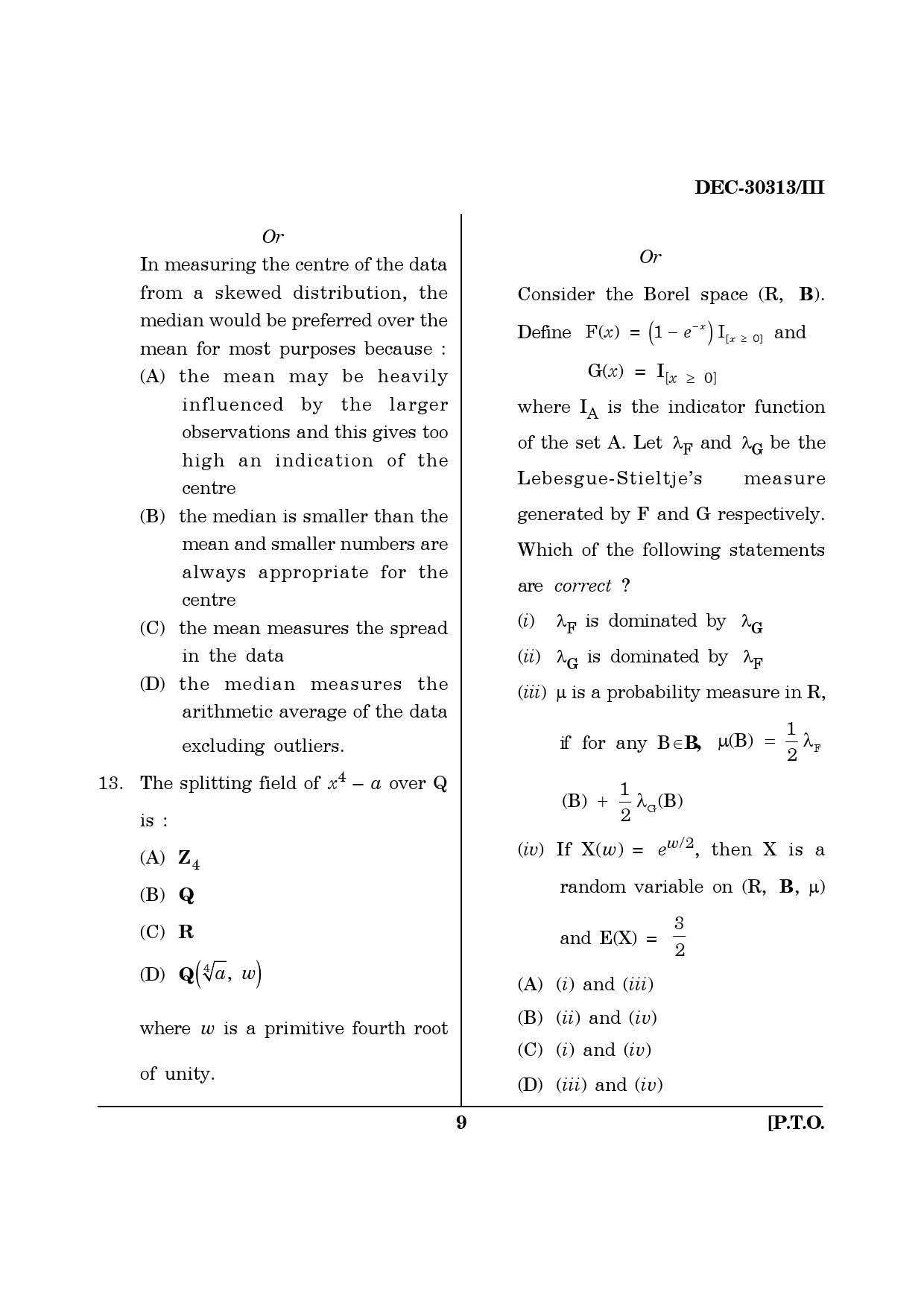 Maharashtra SET Mathematical Sciences Question Paper III December 2013 8