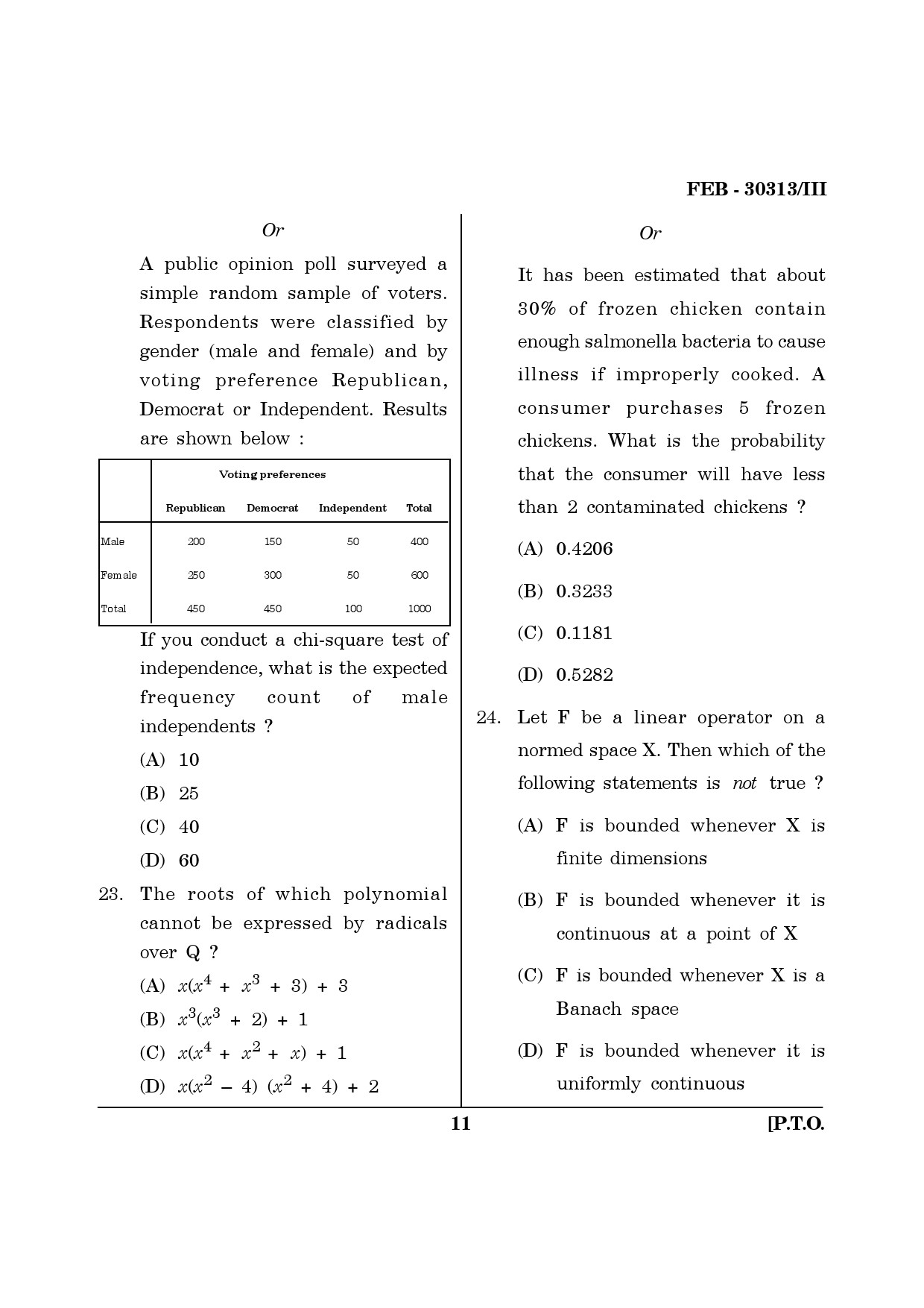 Maharashtra SET Mathematical Sciences Question Paper III February 2013 11