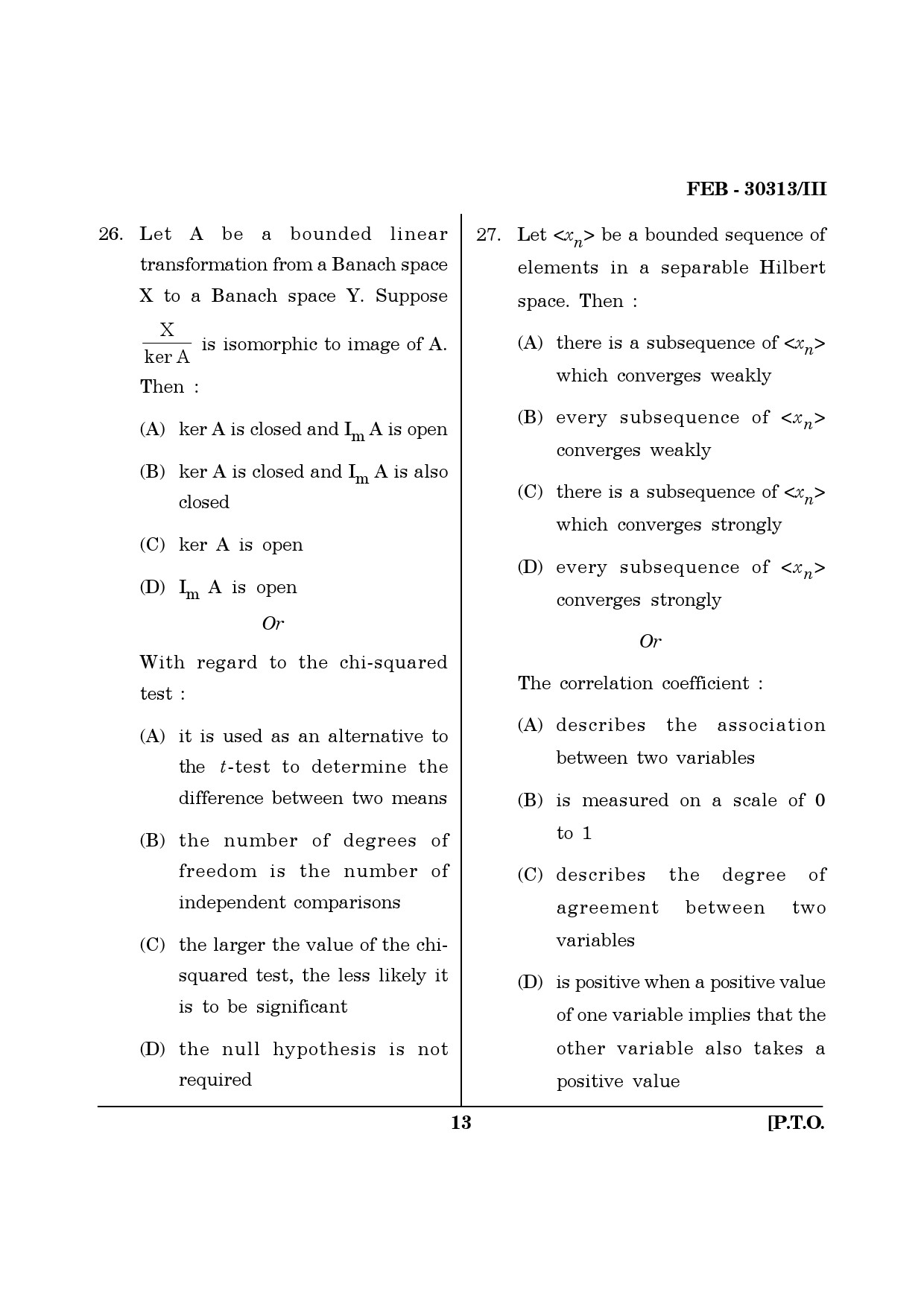 Maharashtra SET Mathematical Sciences Question Paper III February 2013 13