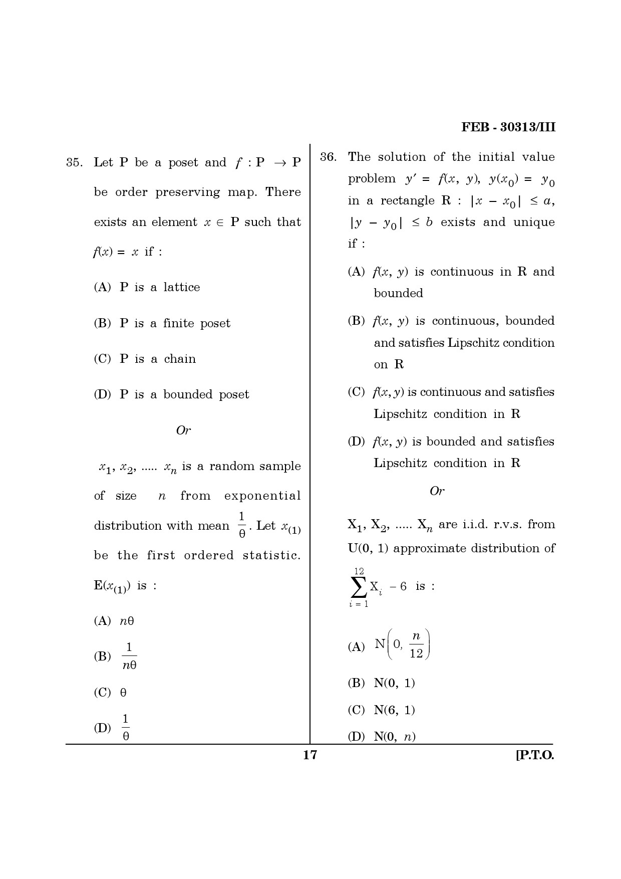 Maharashtra SET Mathematical Sciences Question Paper III February 2013 17