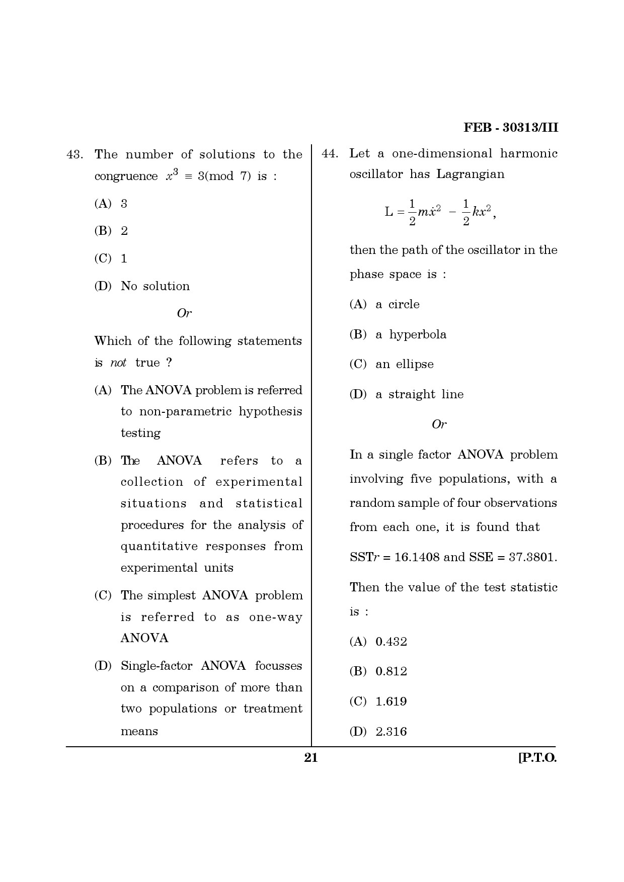 Maharashtra SET Mathematical Sciences Question Paper III February 2013 21