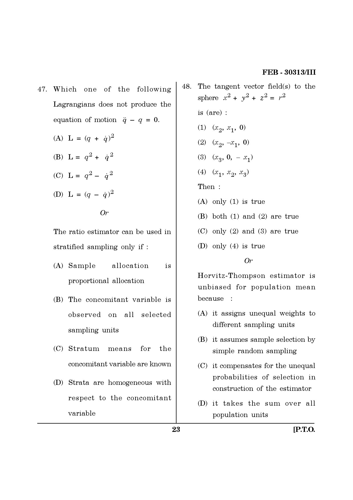 Maharashtra SET Mathematical Sciences Question Paper III February 2013 23