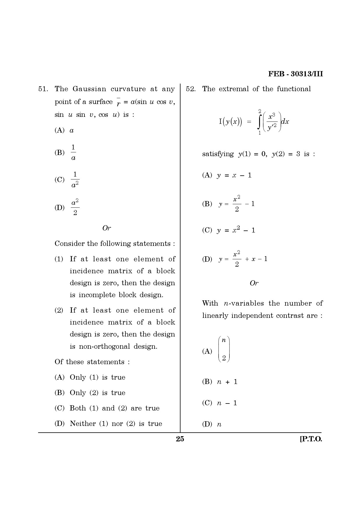 Maharashtra SET Mathematical Sciences Question Paper III February 2013 25