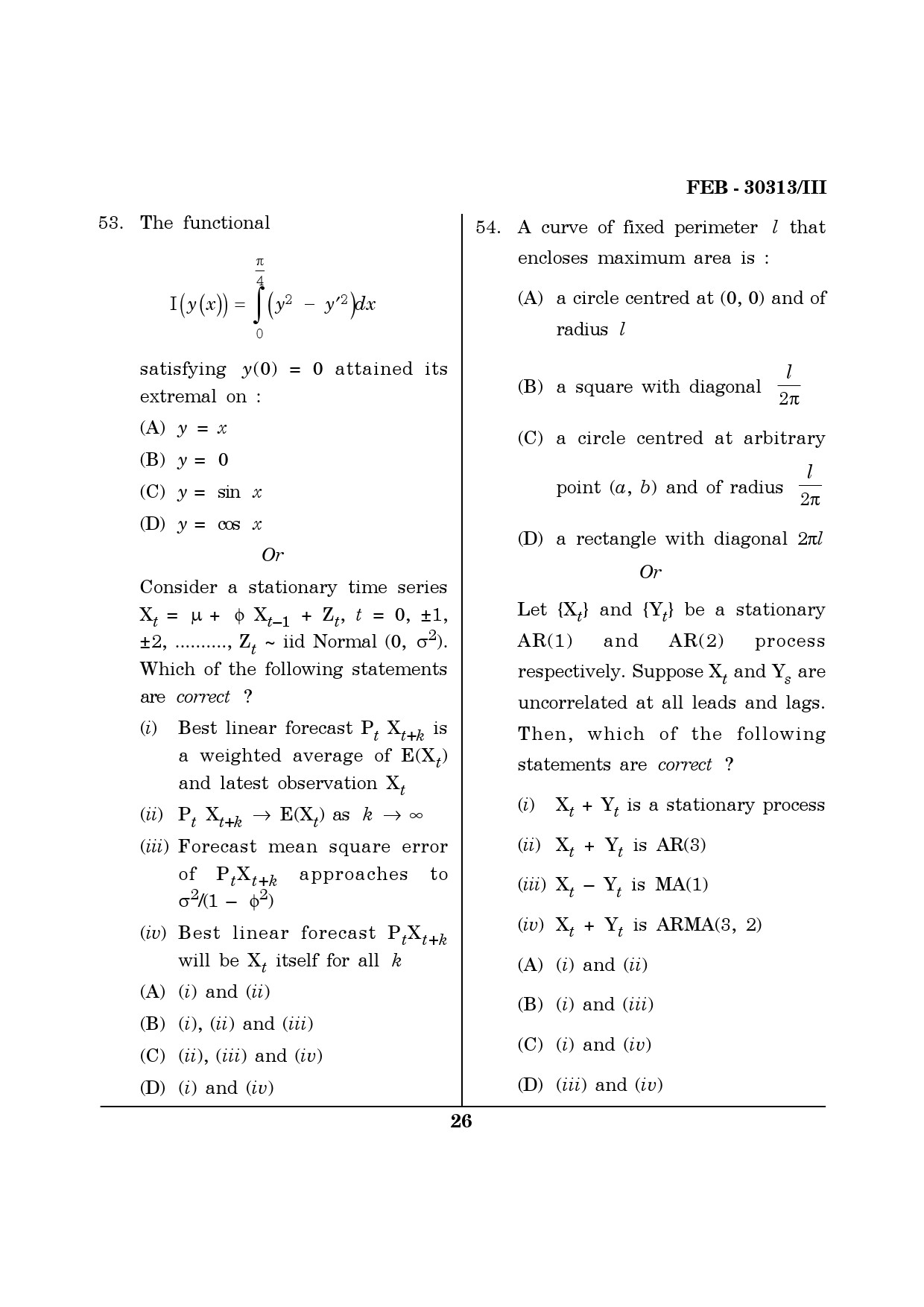 Maharashtra SET Mathematical Sciences Question Paper III February 2013 26