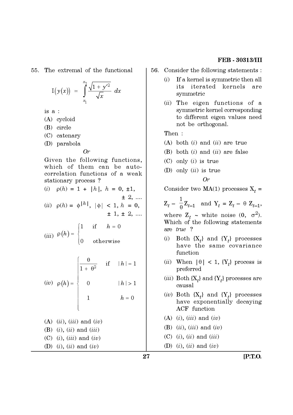 Maharashtra SET Mathematical Sciences Question Paper III February 2013 27