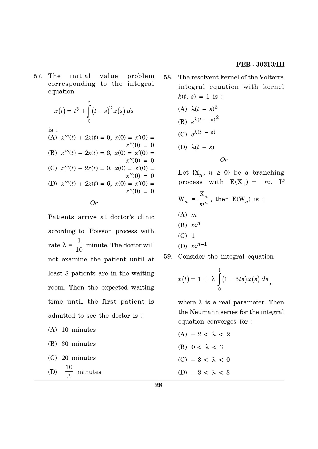 Maharashtra SET Mathematical Sciences Question Paper III February 2013 28