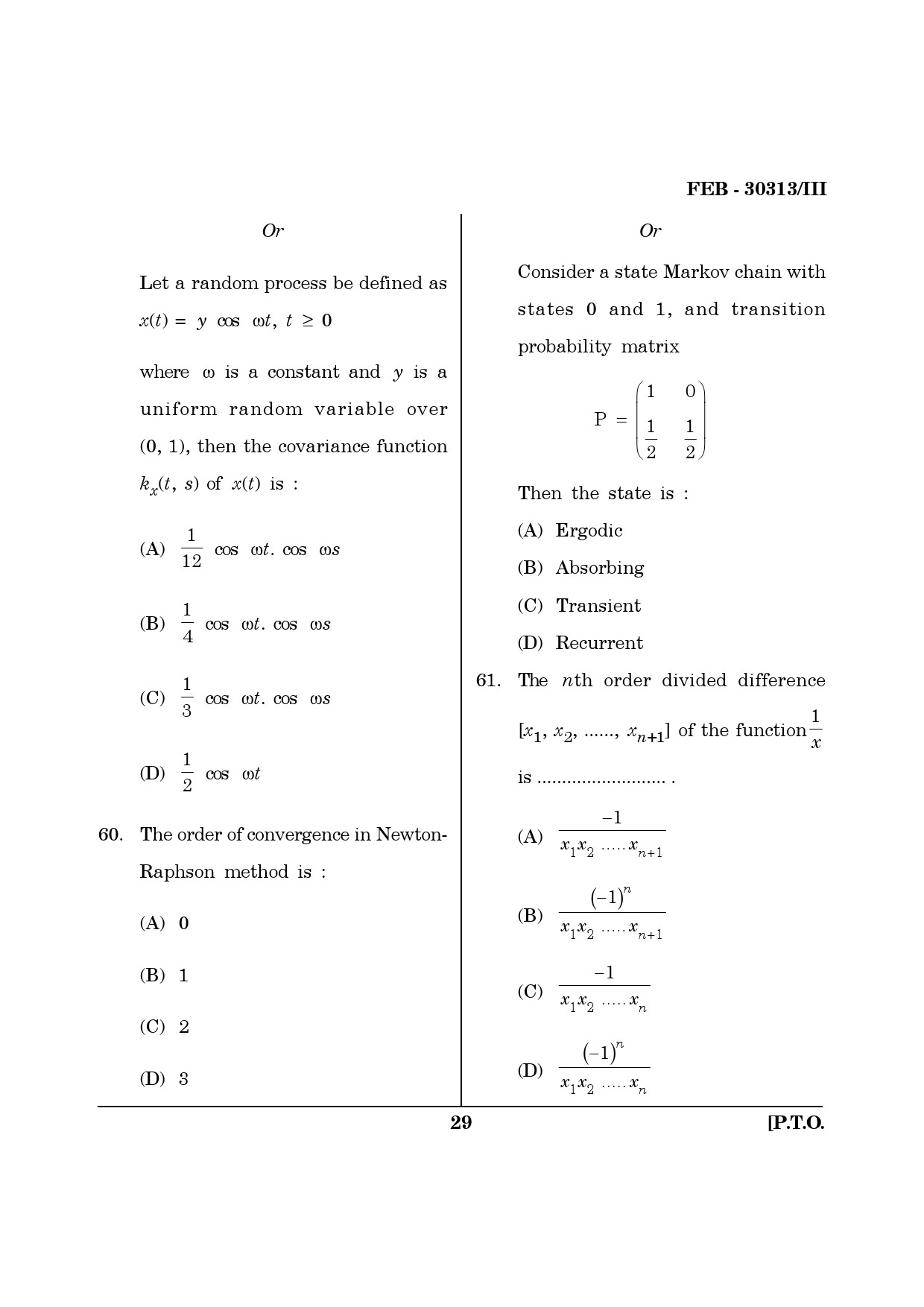 Maharashtra SET Mathematical Sciences Question Paper III February 2013 29