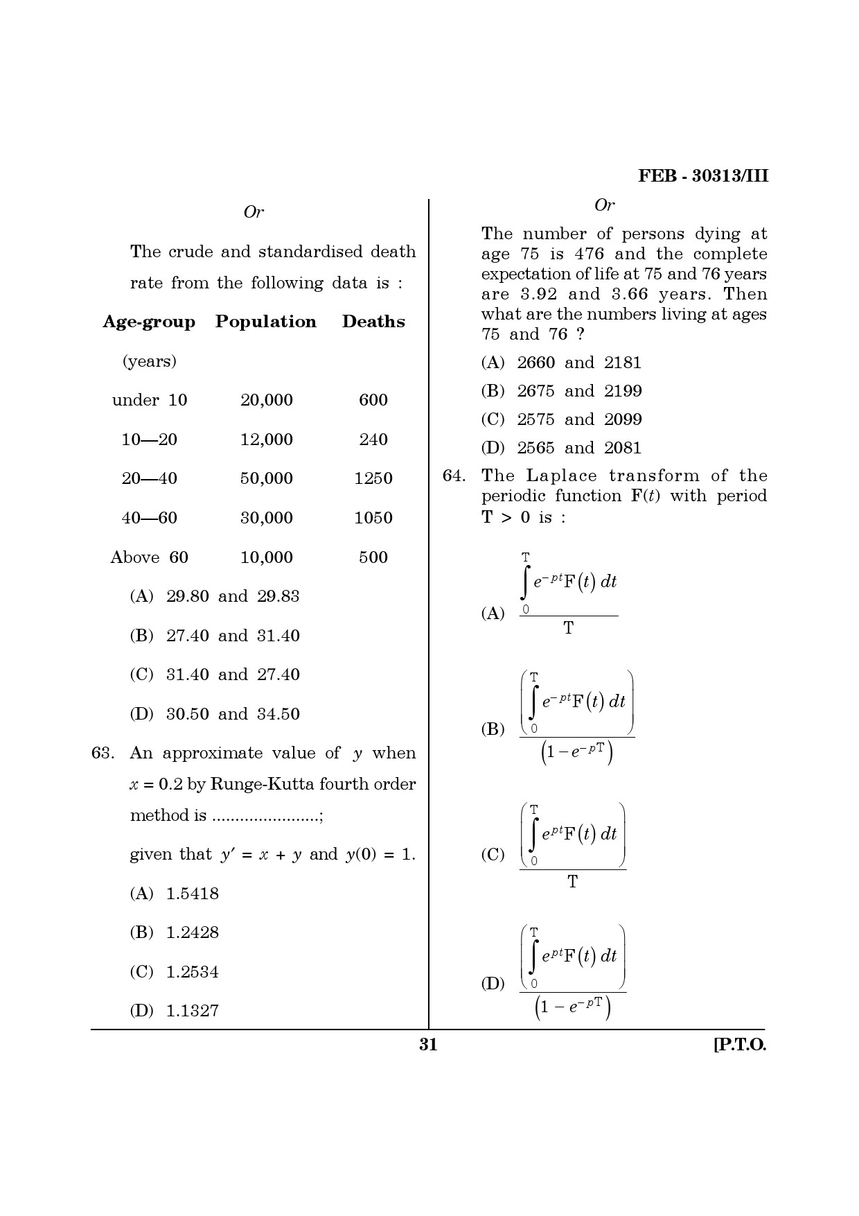 Maharashtra SET Mathematical Sciences Question Paper III February 2013 31