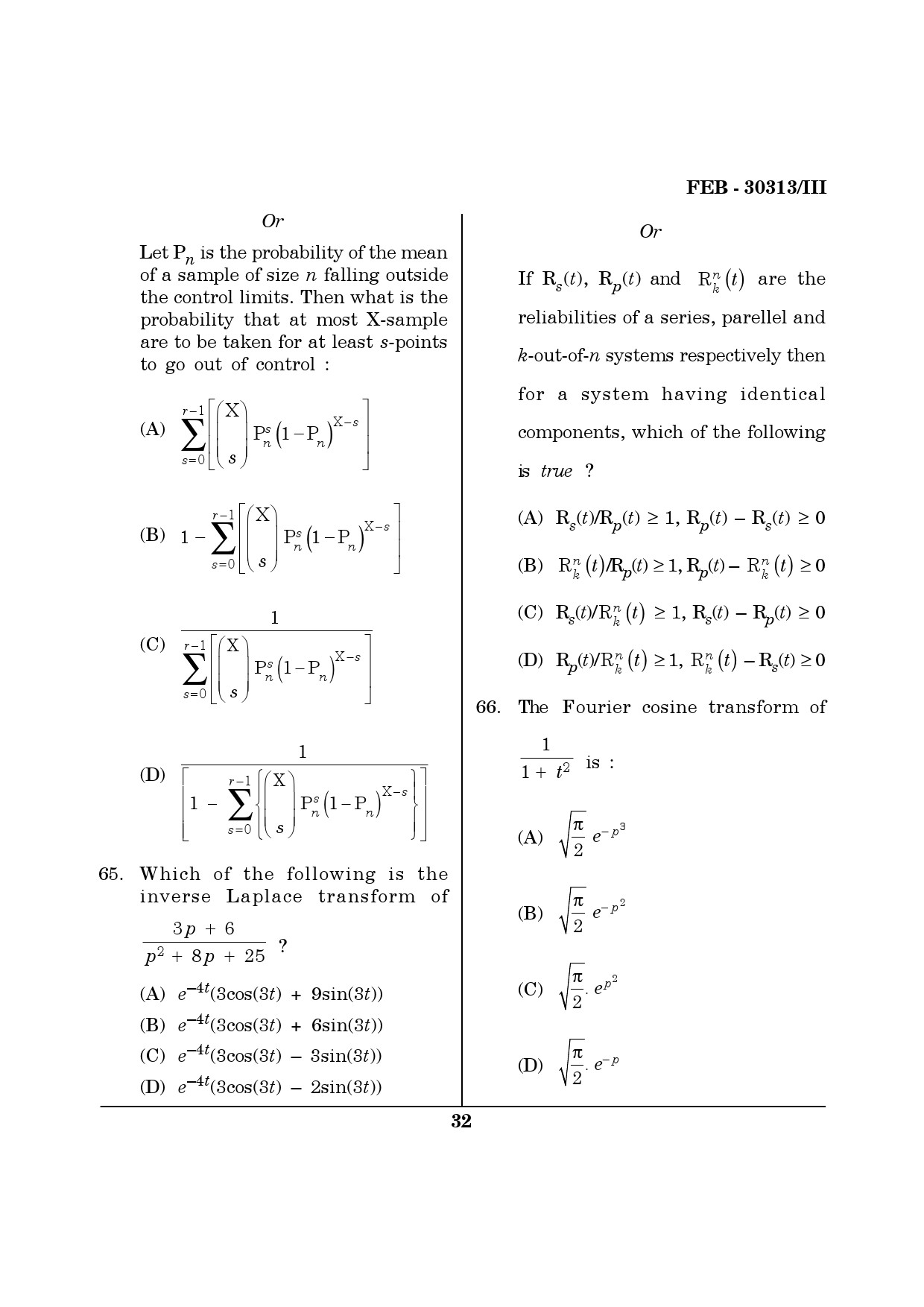 Maharashtra SET Mathematical Sciences Question Paper III February 2013 32