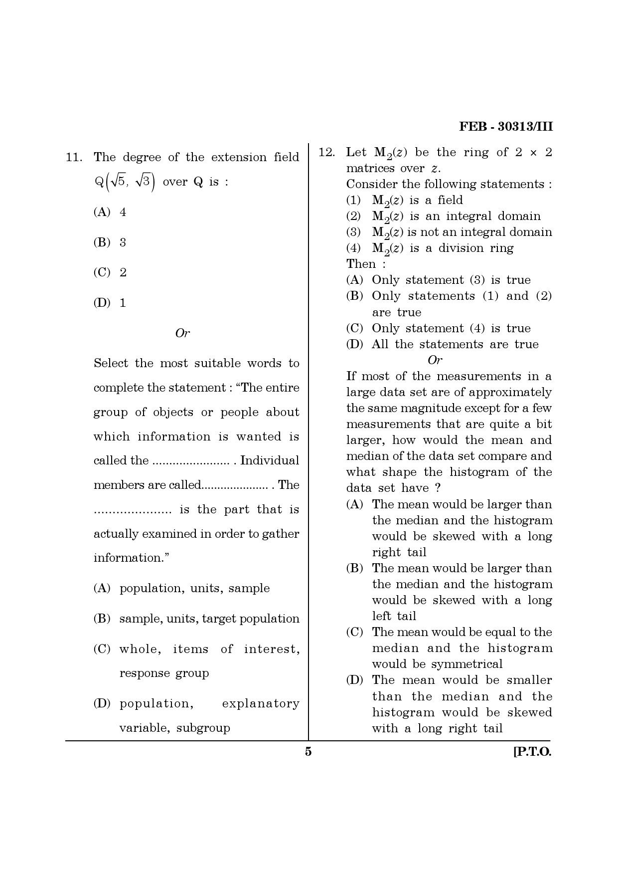 Maharashtra SET Mathematical Sciences Question Paper III February 2013 5
