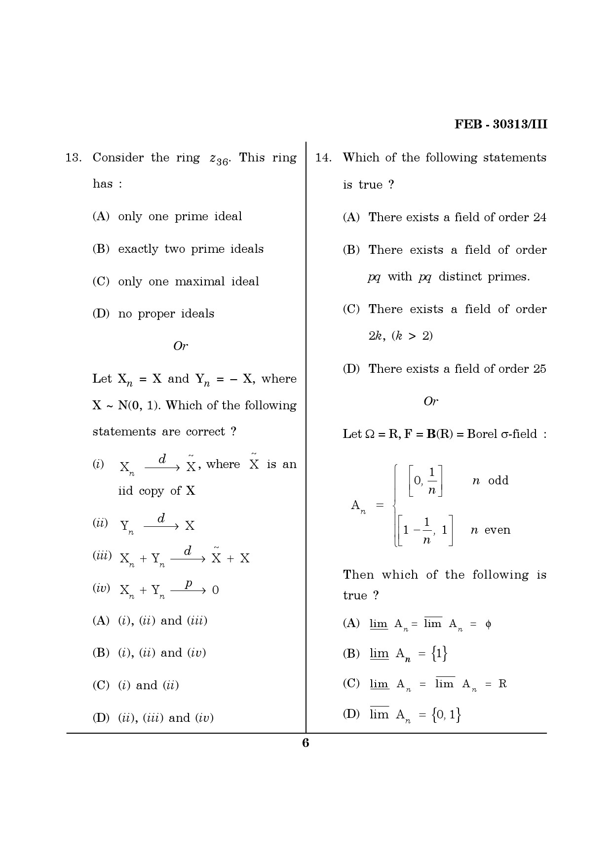 Maharashtra SET Mathematical Sciences Question Paper III February 2013 6