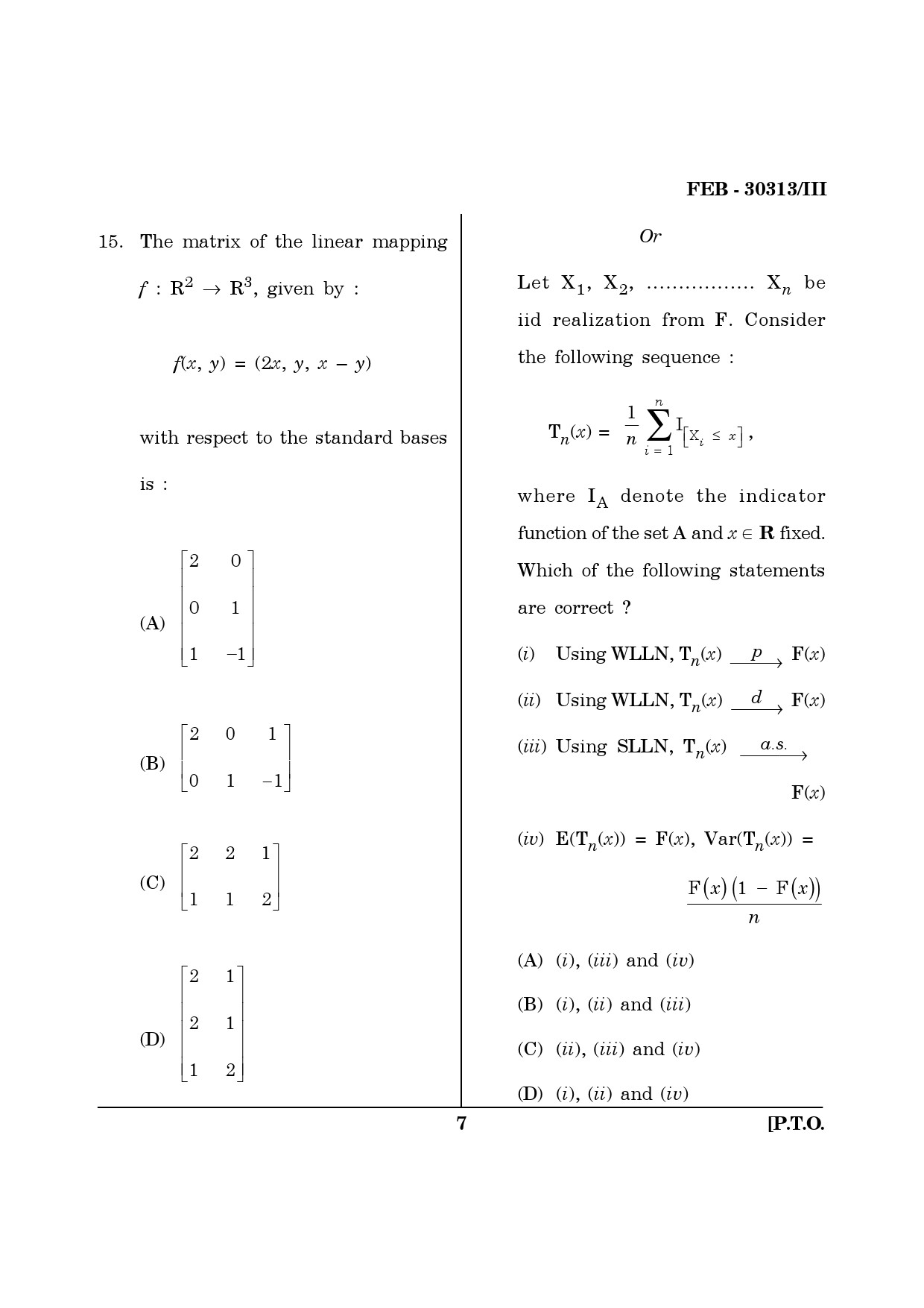 Maharashtra SET Mathematical Sciences Question Paper III February 2013 7