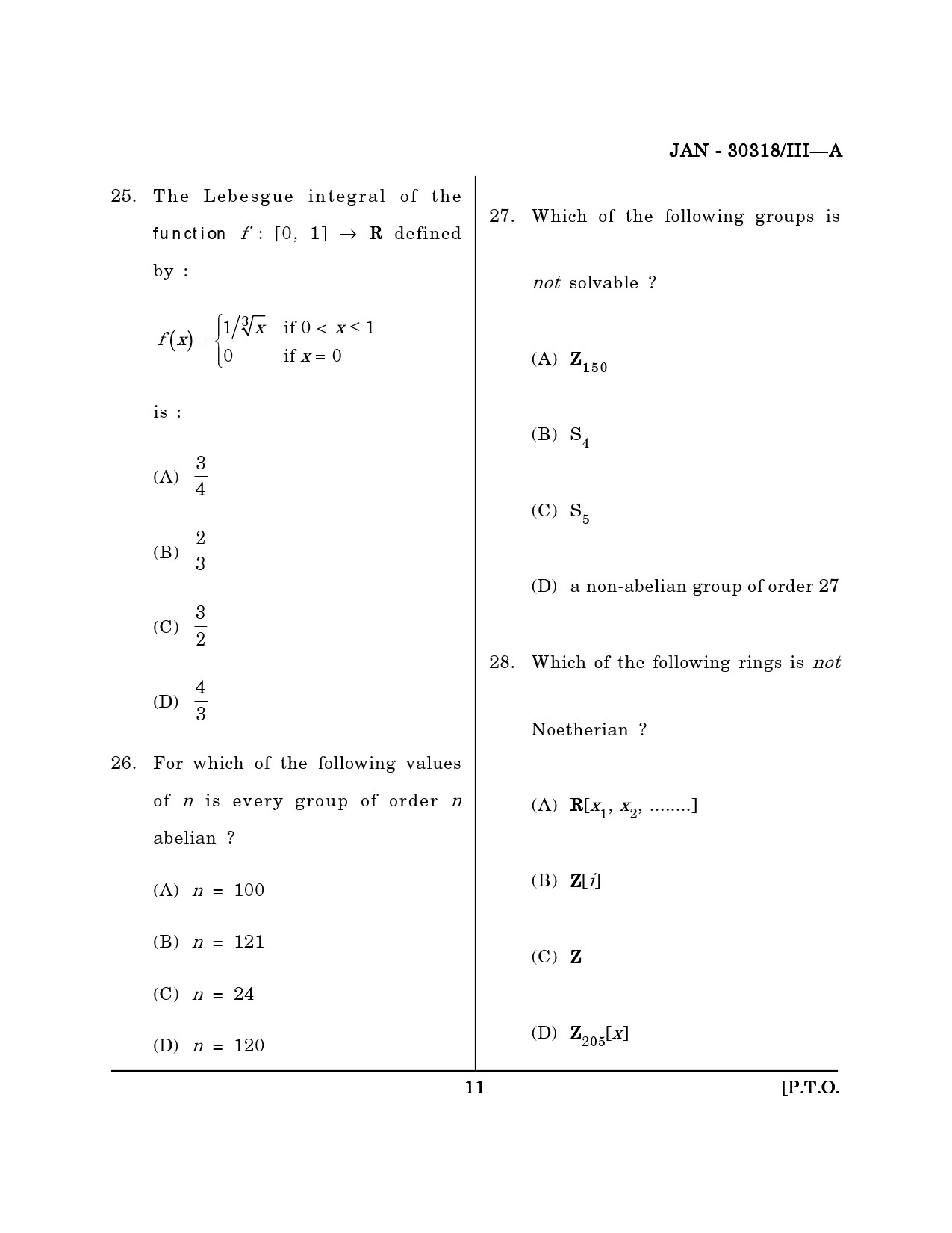 Maharashtra SET Mathematical Sciences Question Paper III January 2018 10