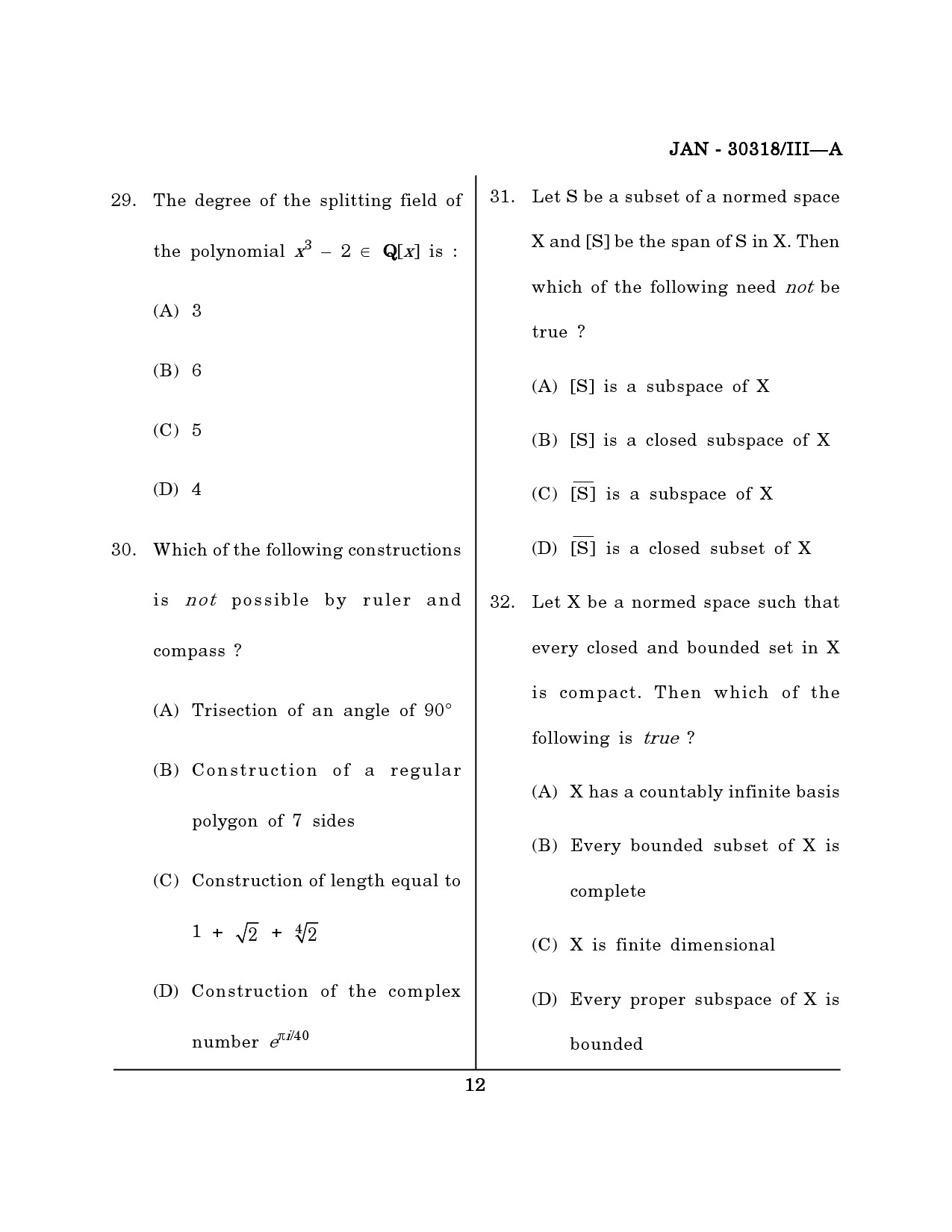 Maharashtra SET Mathematical Sciences Question Paper III January 2018 11