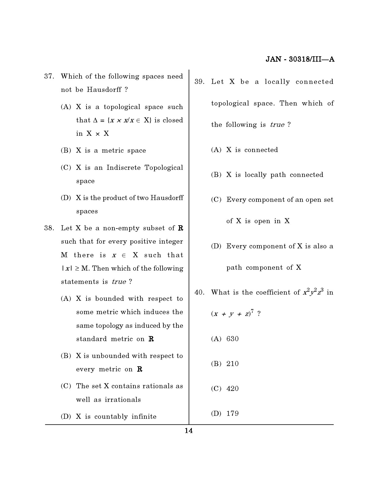 Maharashtra SET Mathematical Sciences Question Paper III January 2018 13