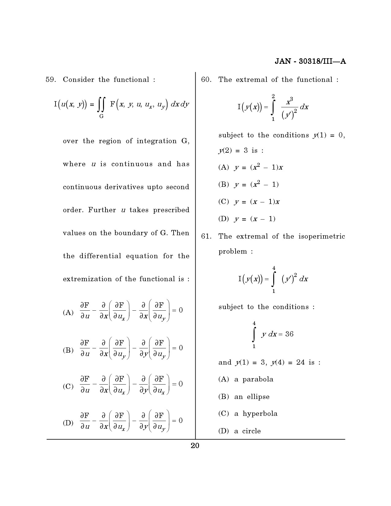 Maharashtra SET Mathematical Sciences Question Paper III January 2018 19