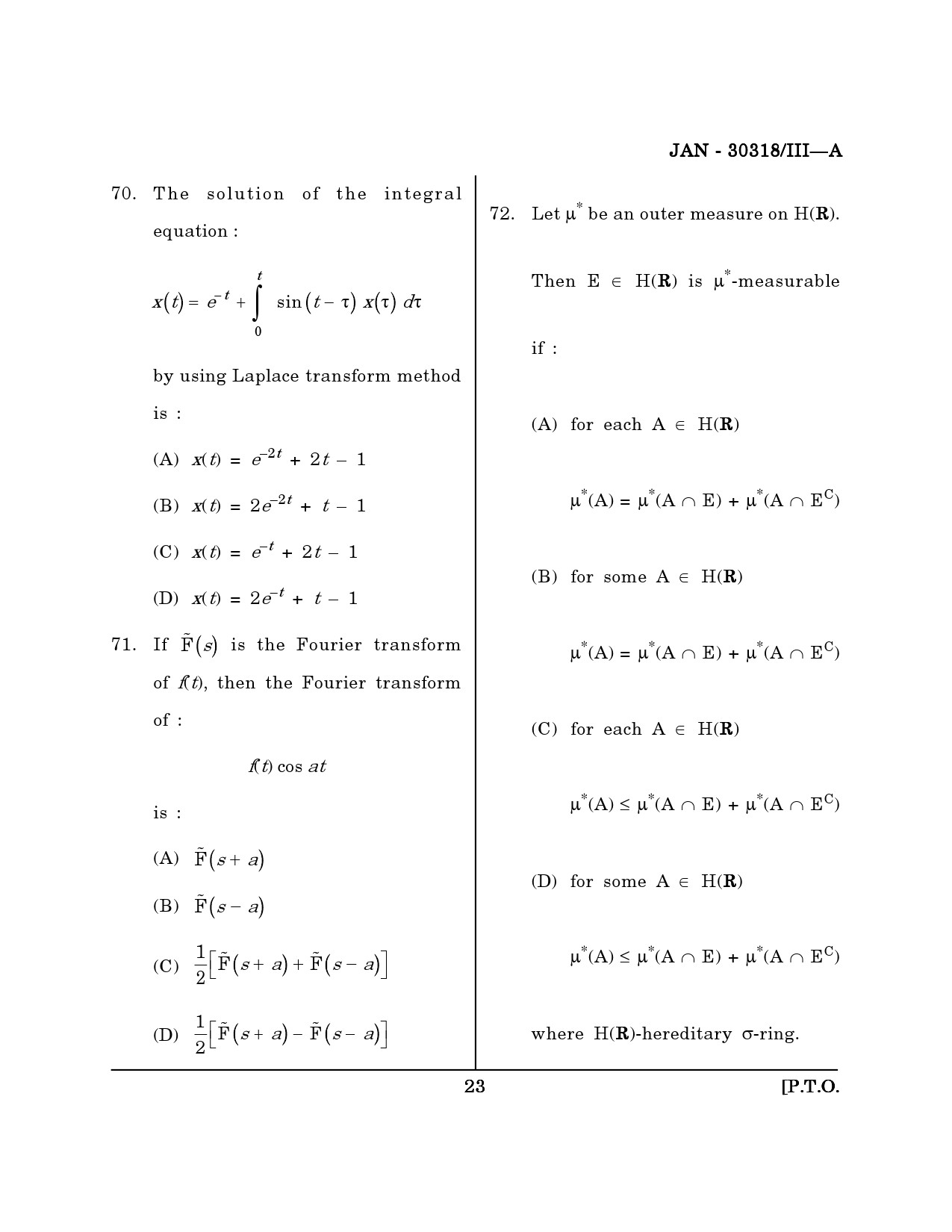 Maharashtra SET Mathematical Sciences Question Paper III January 2018 22