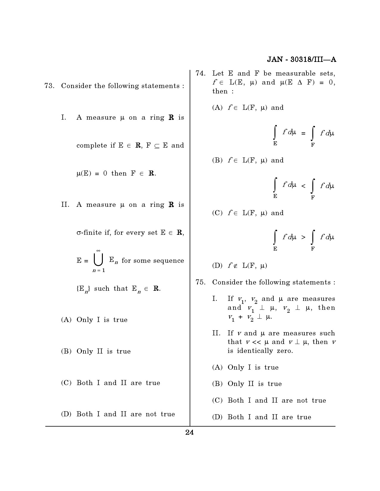 Maharashtra SET Mathematical Sciences Question Paper III January 2018 23