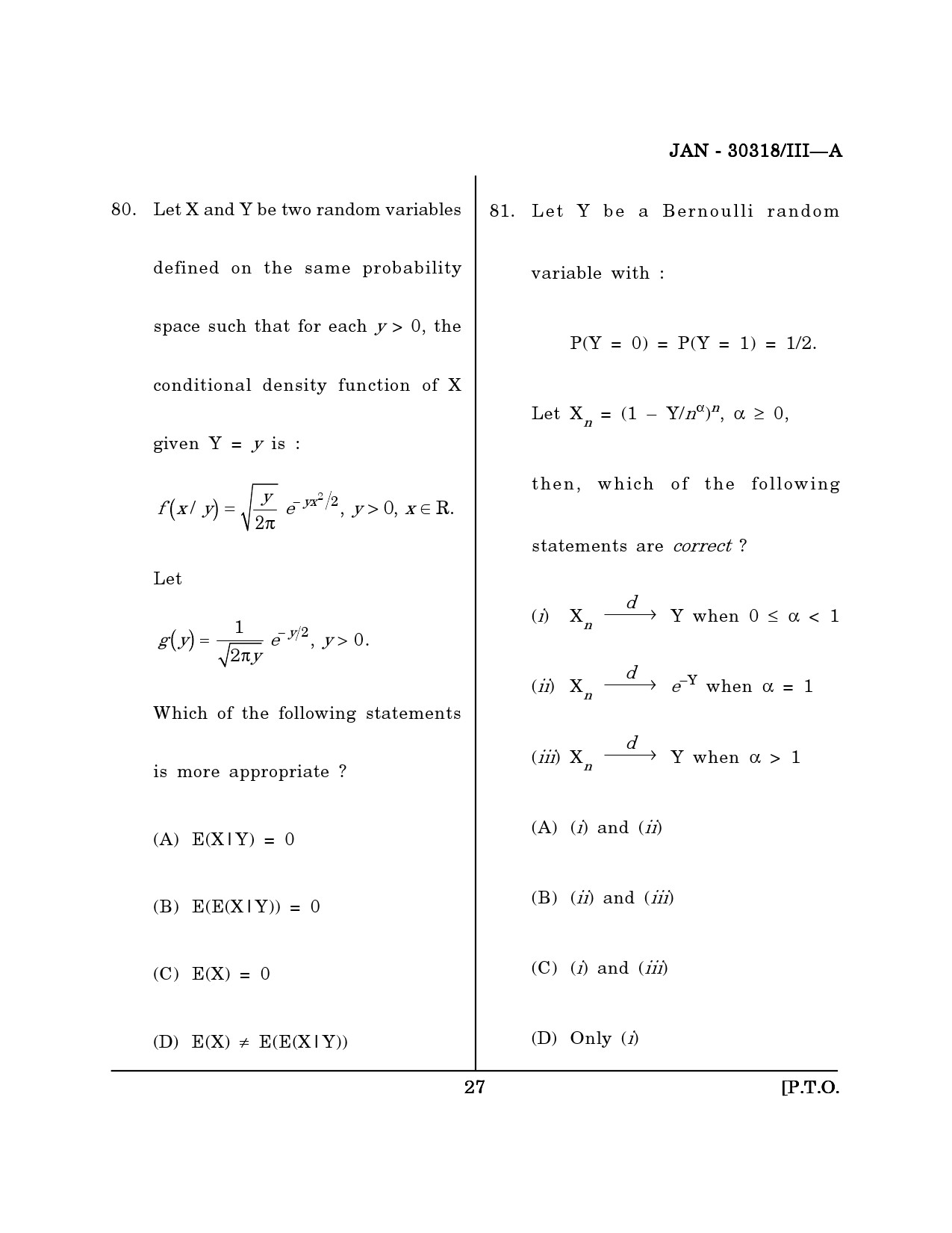 Maharashtra SET Mathematical Sciences Question Paper III January 2018 26