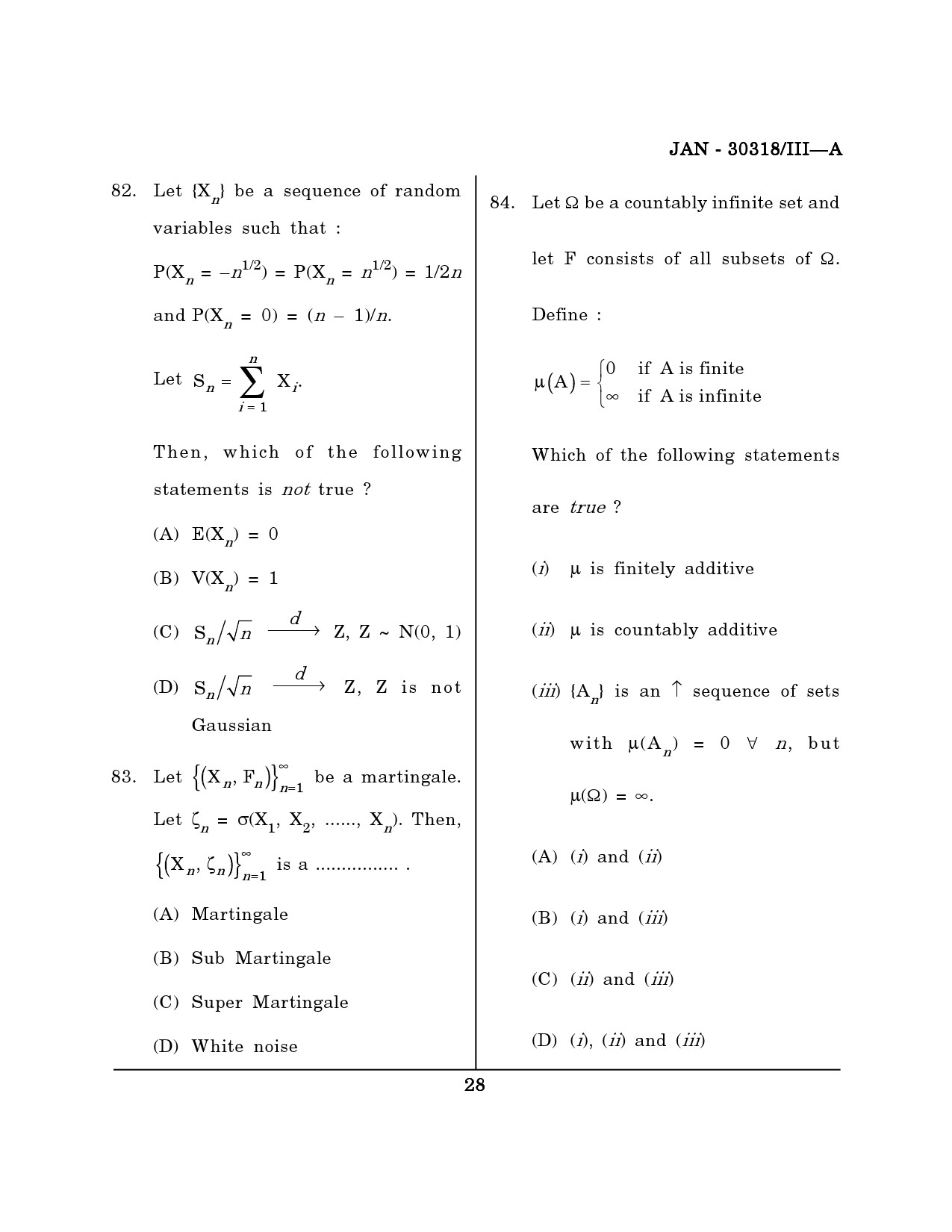 Maharashtra SET Mathematical Sciences Question Paper III January 2018 27