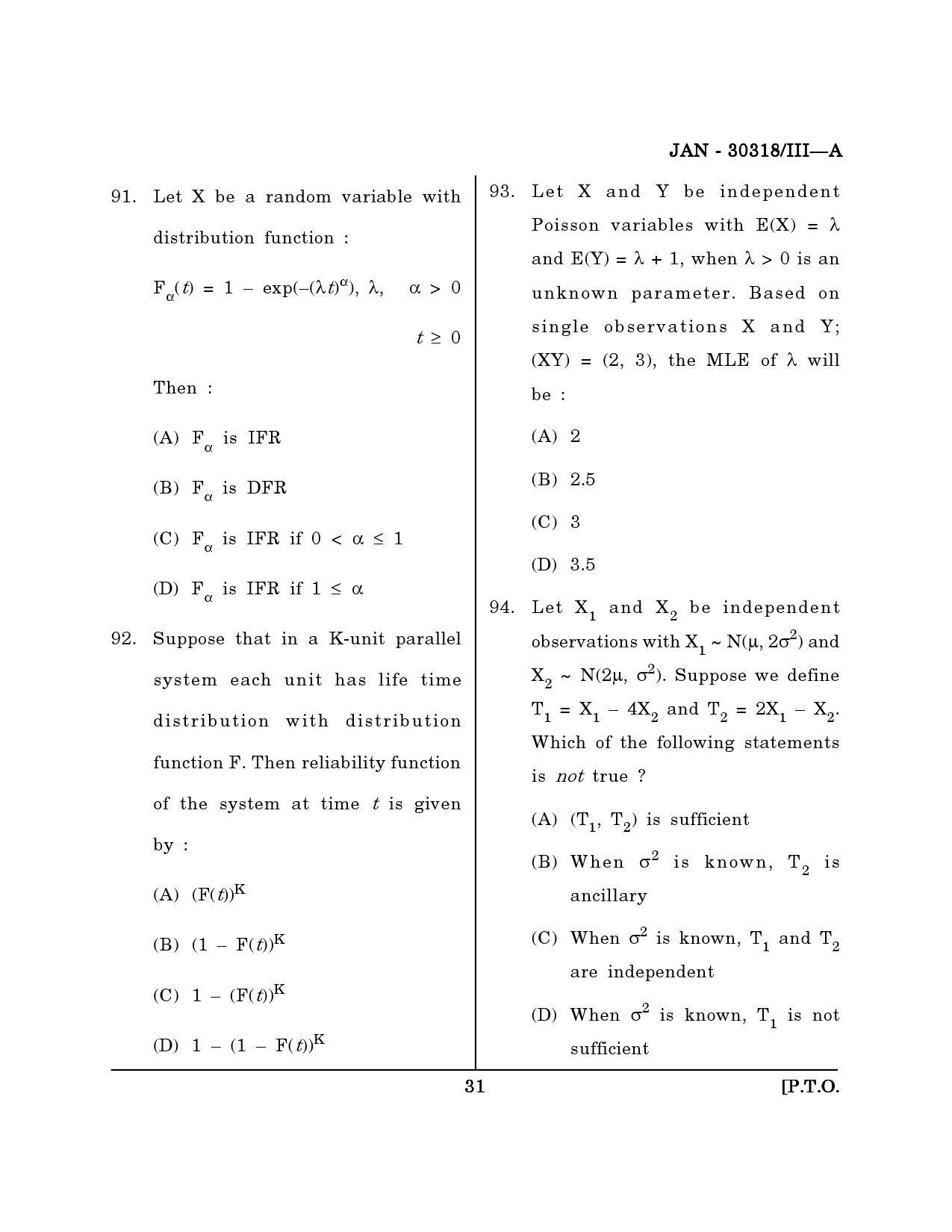 Maharashtra SET Mathematical Sciences Question Paper III January 2018 30