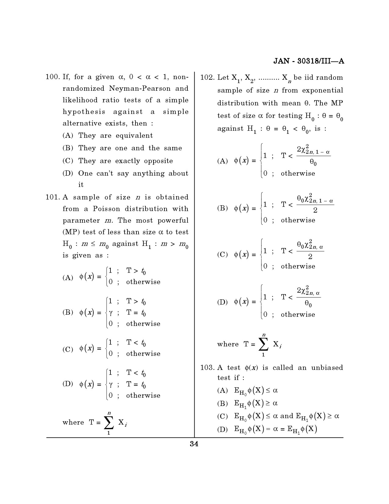 Maharashtra SET Mathematical Sciences Question Paper III January 2018 33