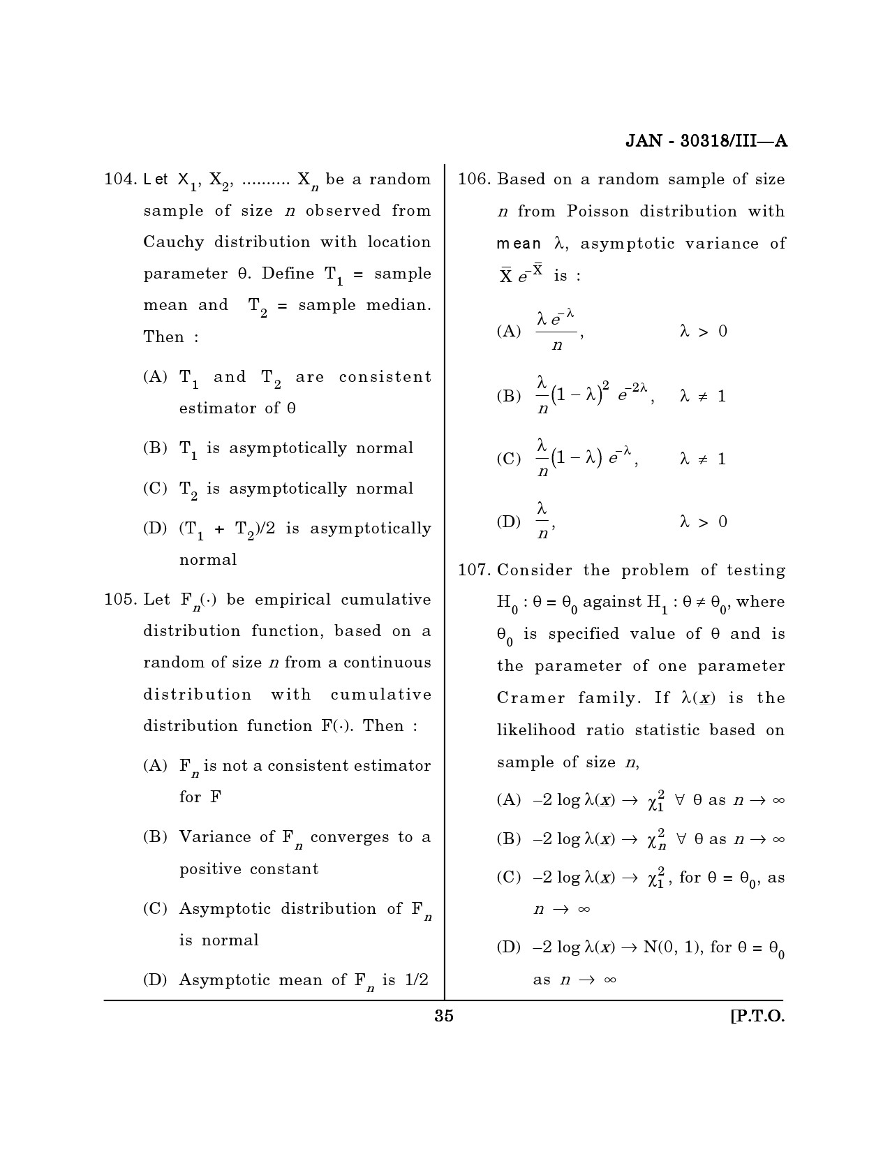 Maharashtra SET Mathematical Sciences Question Paper III January 2018 34