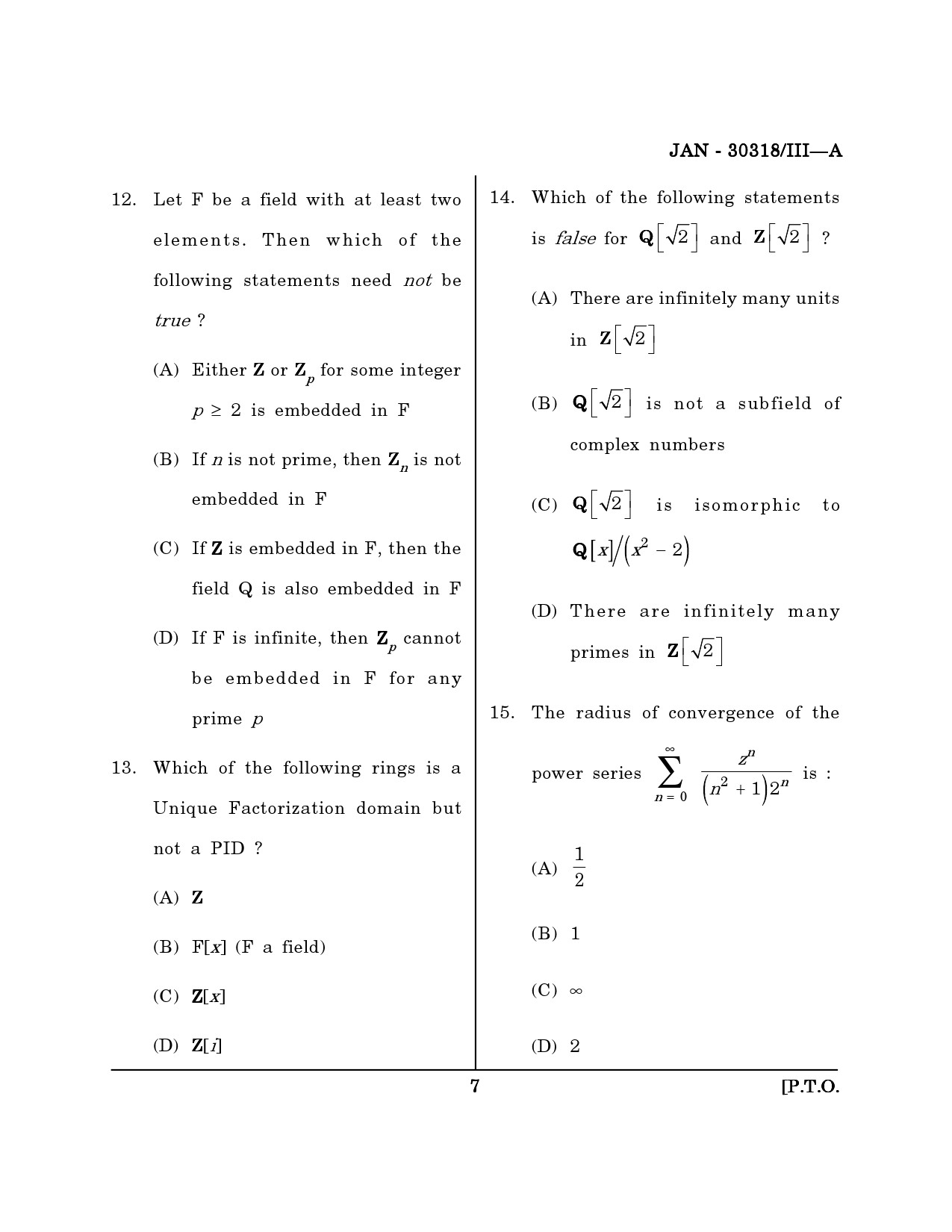 Maharashtra SET Mathematical Sciences Question Paper III January 2018 6