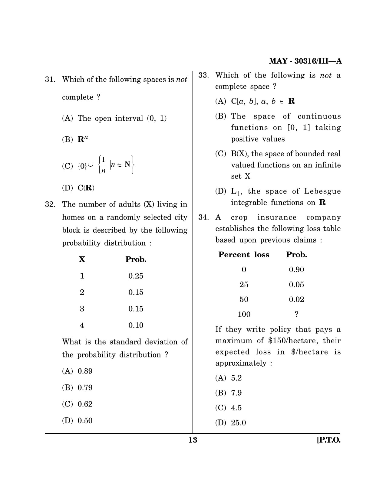 Maharashtra SET Mathematical Sciences Question Paper III May 2016 12
