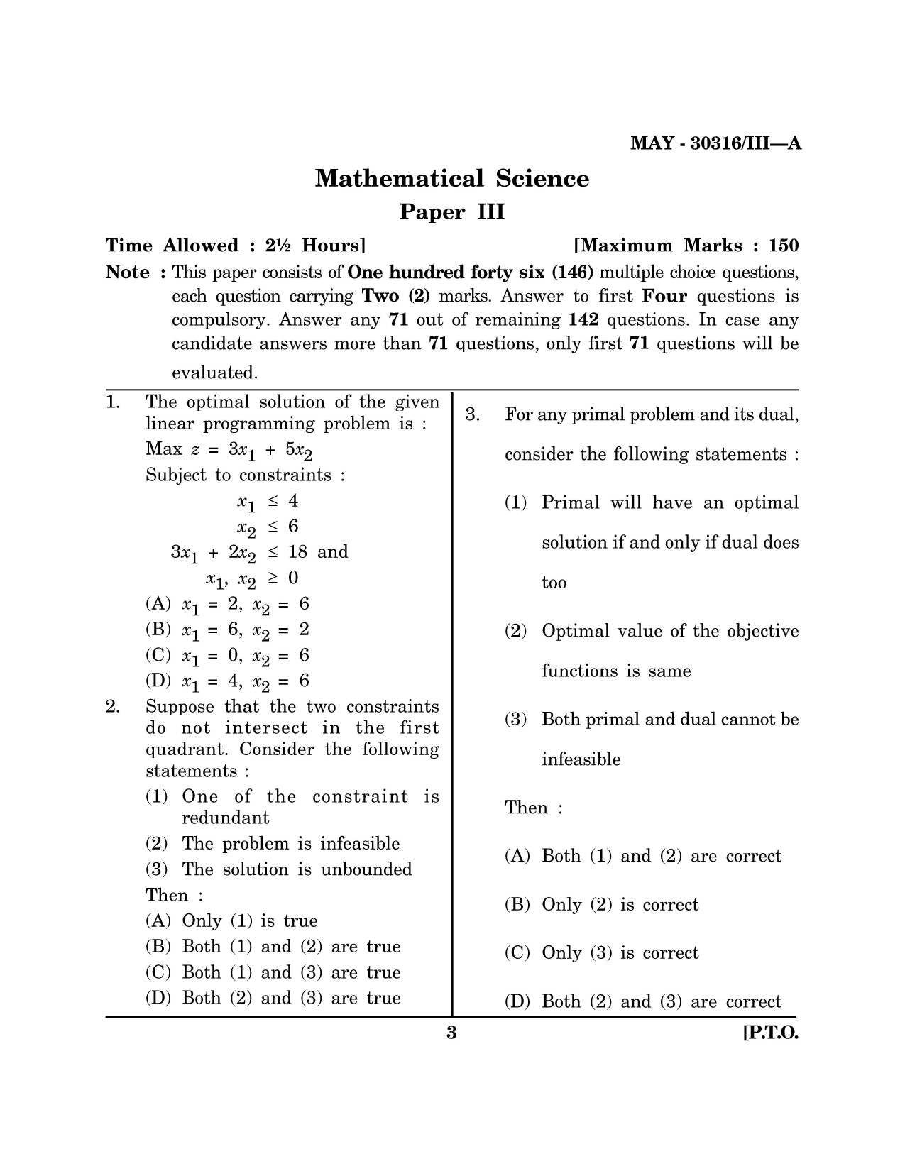 Maharashtra SET Mathematical Sciences Question Paper III May 2016 2