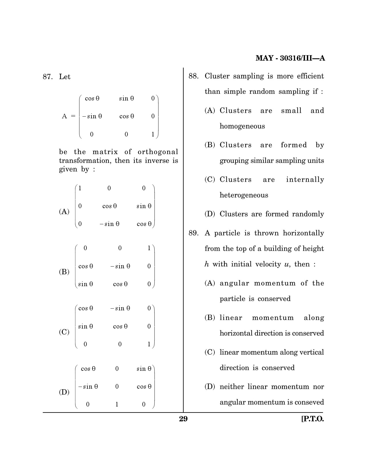 Maharashtra SET Mathematical Sciences Question Paper III May 2016 28