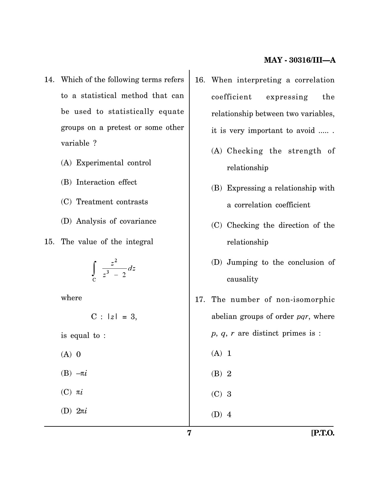Maharashtra SET Mathematical Sciences Question Paper III May 2016 6
