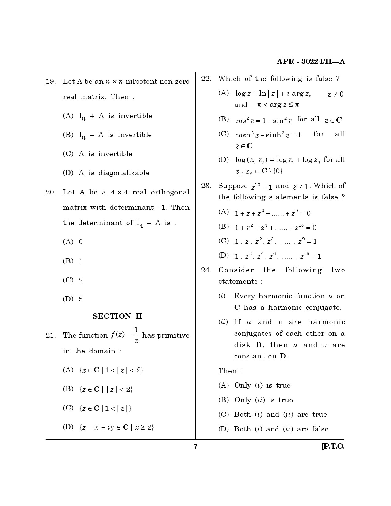 MH SET Mathematical Sciences Question Paper II April 2024 6