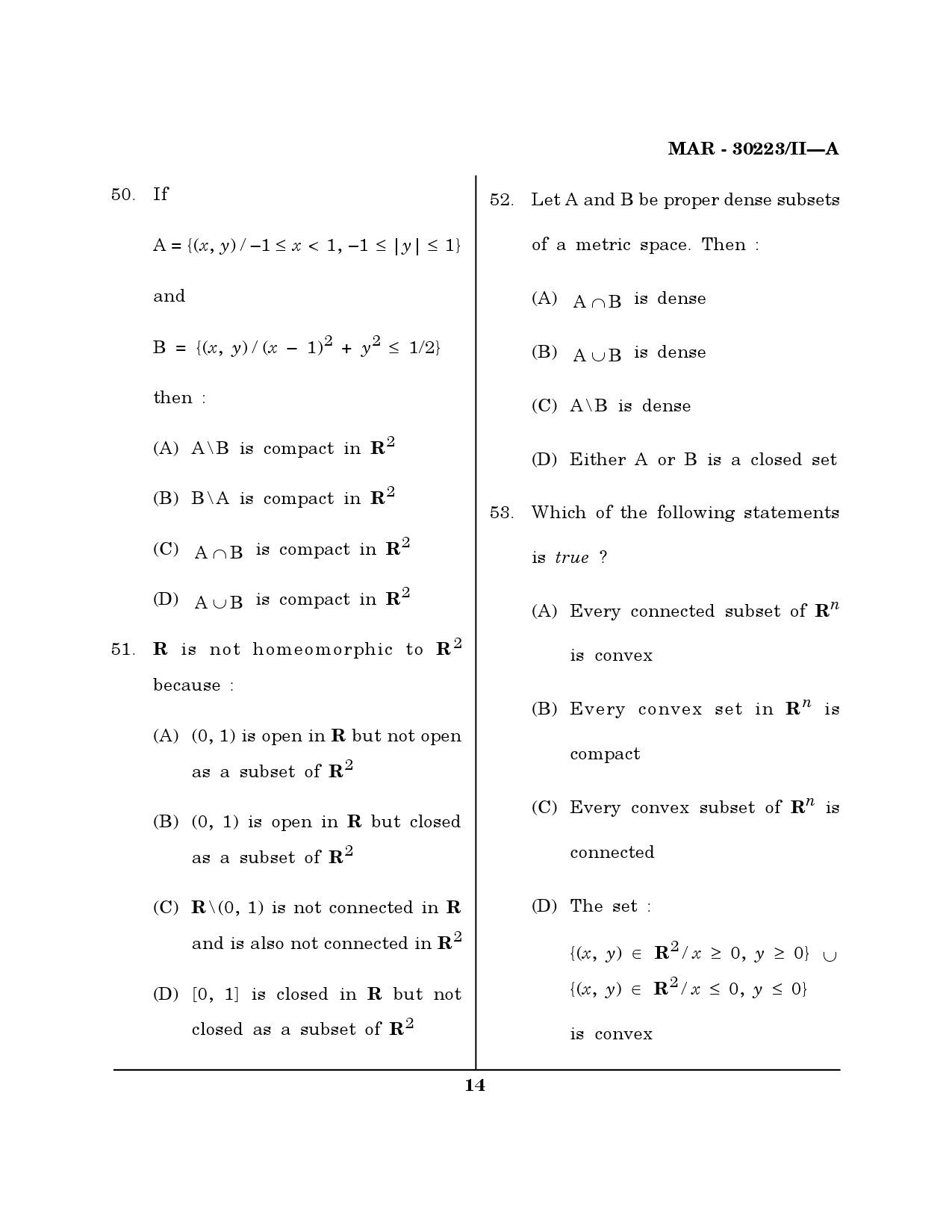 MH SET Mathematical Sciences Question Paper II March 2023 13