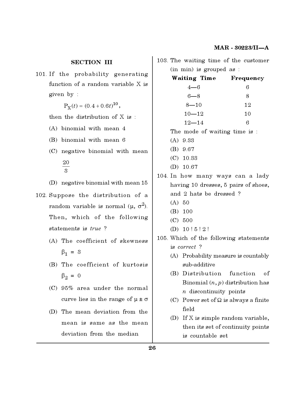 MH SET Mathematical Sciences Question Paper II March 2023 25