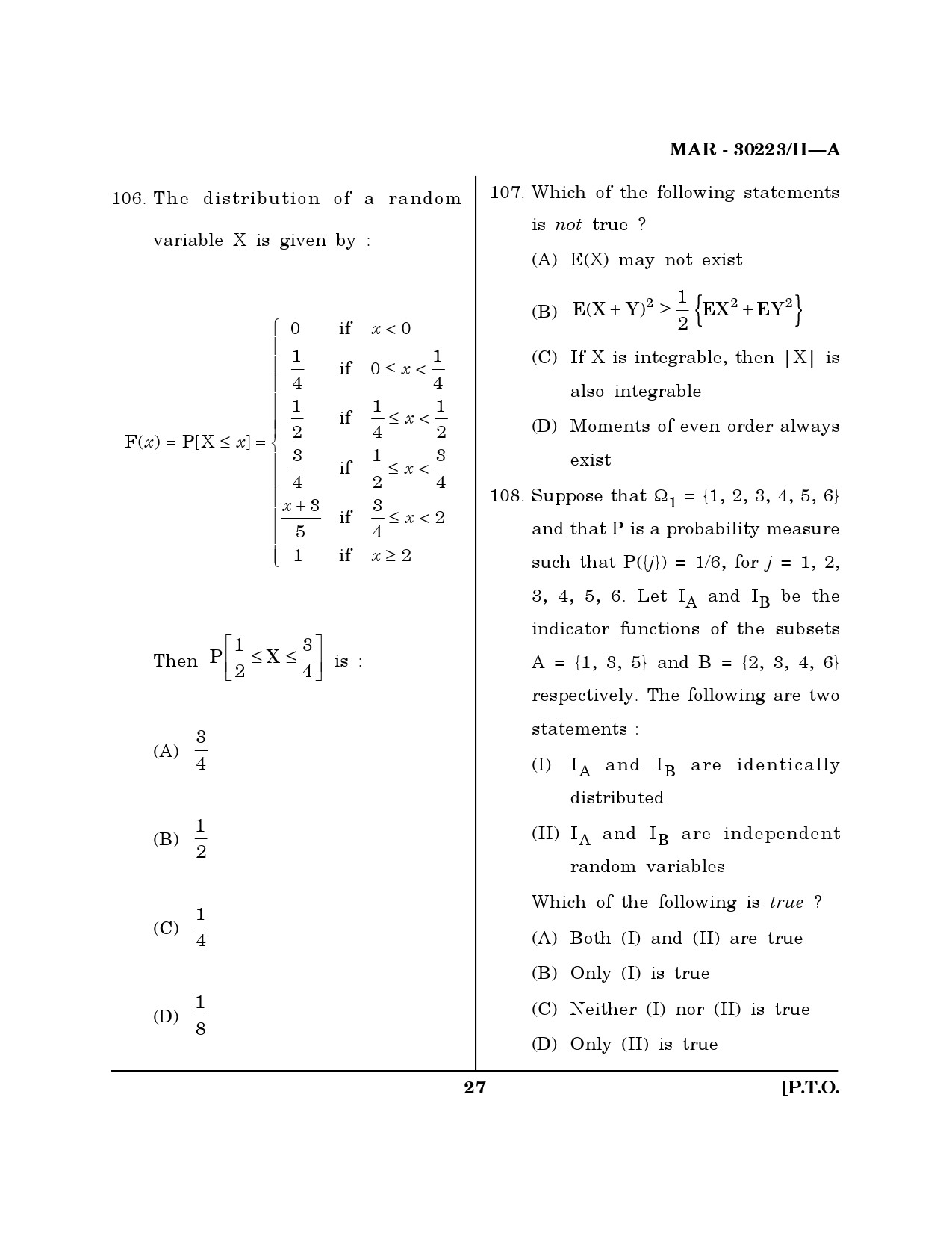 MH SET Mathematical Sciences Question Paper II March 2023 26