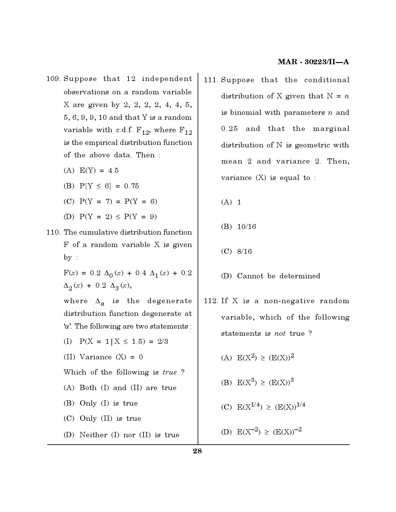 MH SET Mathematical Sciences Question Paper II March 2023 27