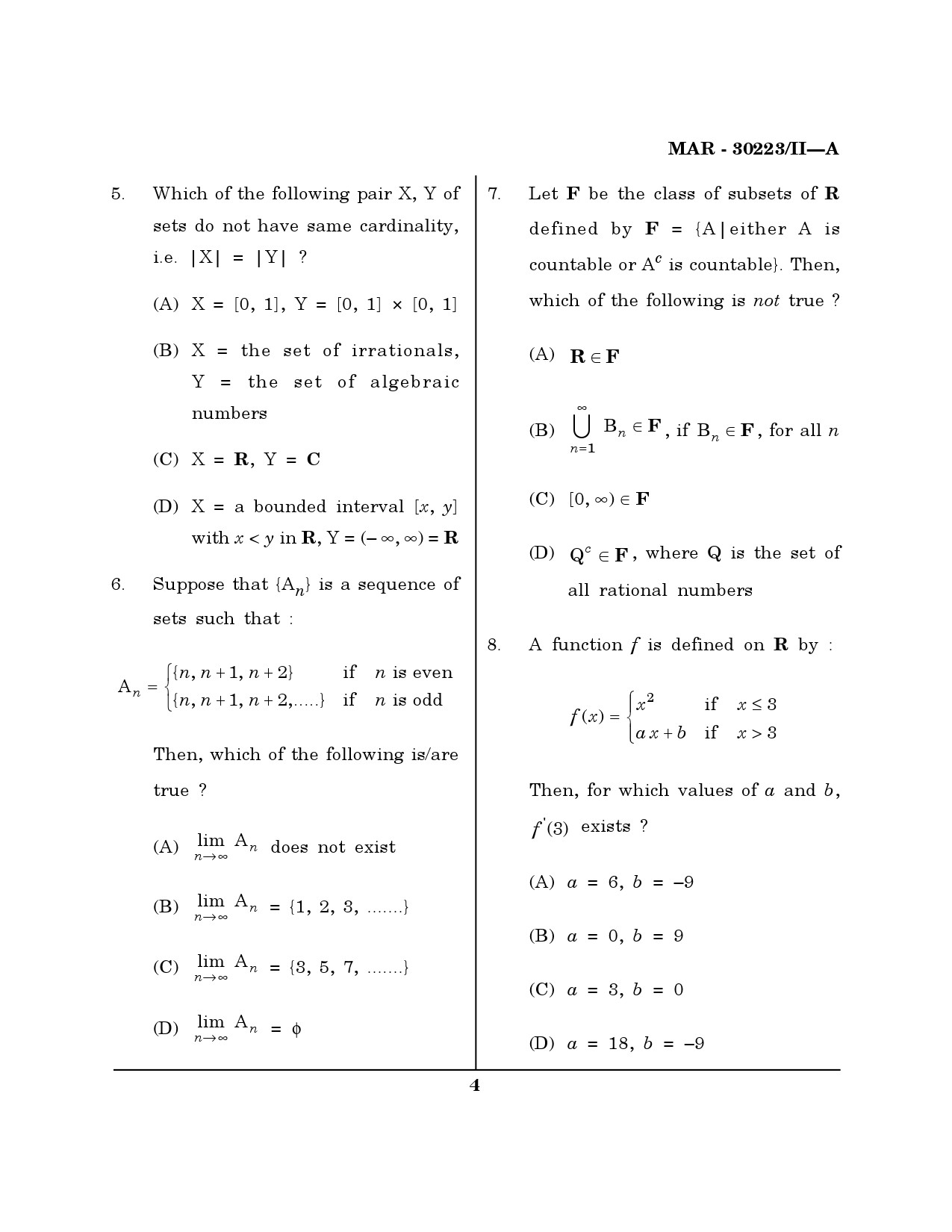 MH SET Mathematical Sciences Question Paper II March 2023 3