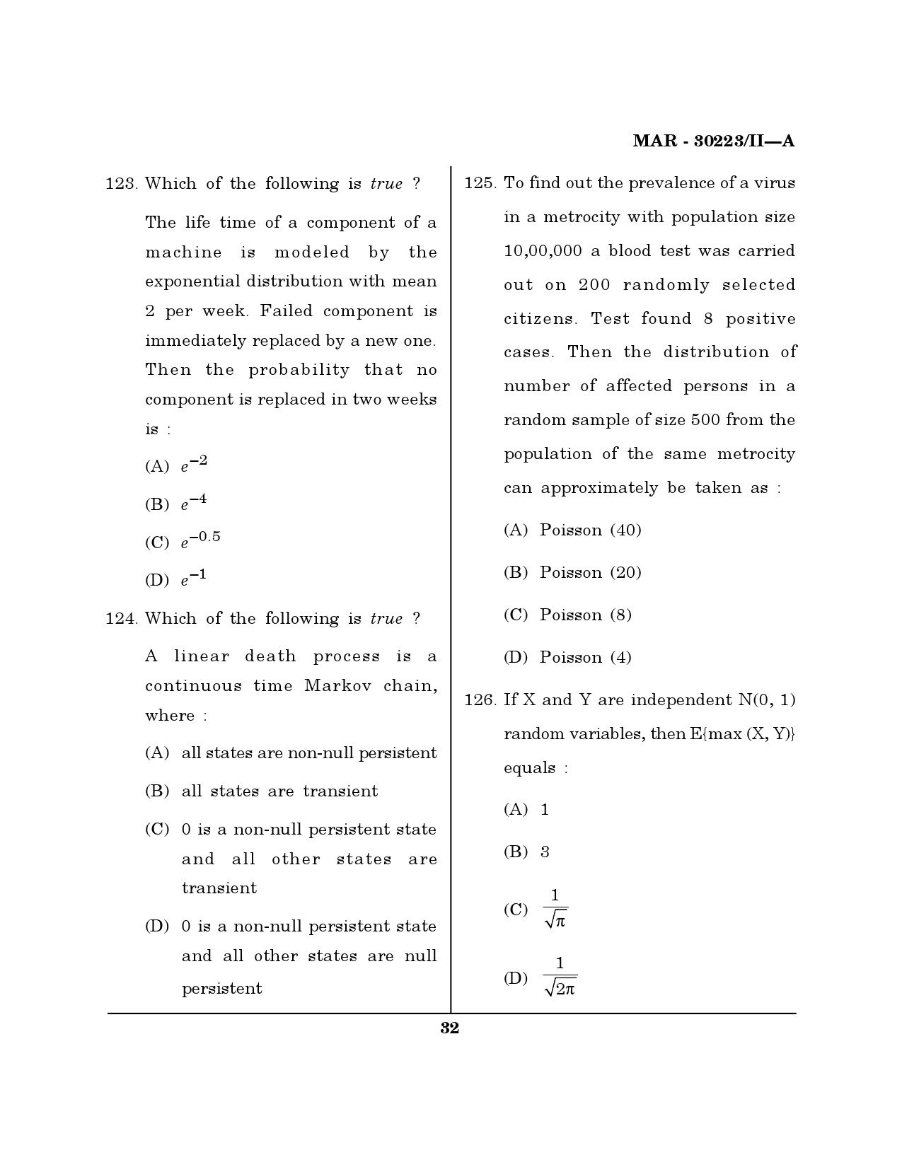 MH SET Mathematical Sciences Question Paper II March 2023 31