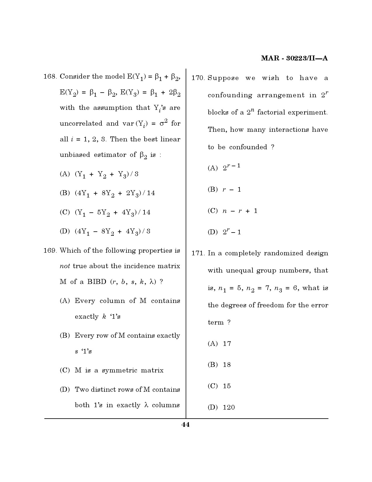 MH SET Mathematical Sciences Question Paper II March 2023 43