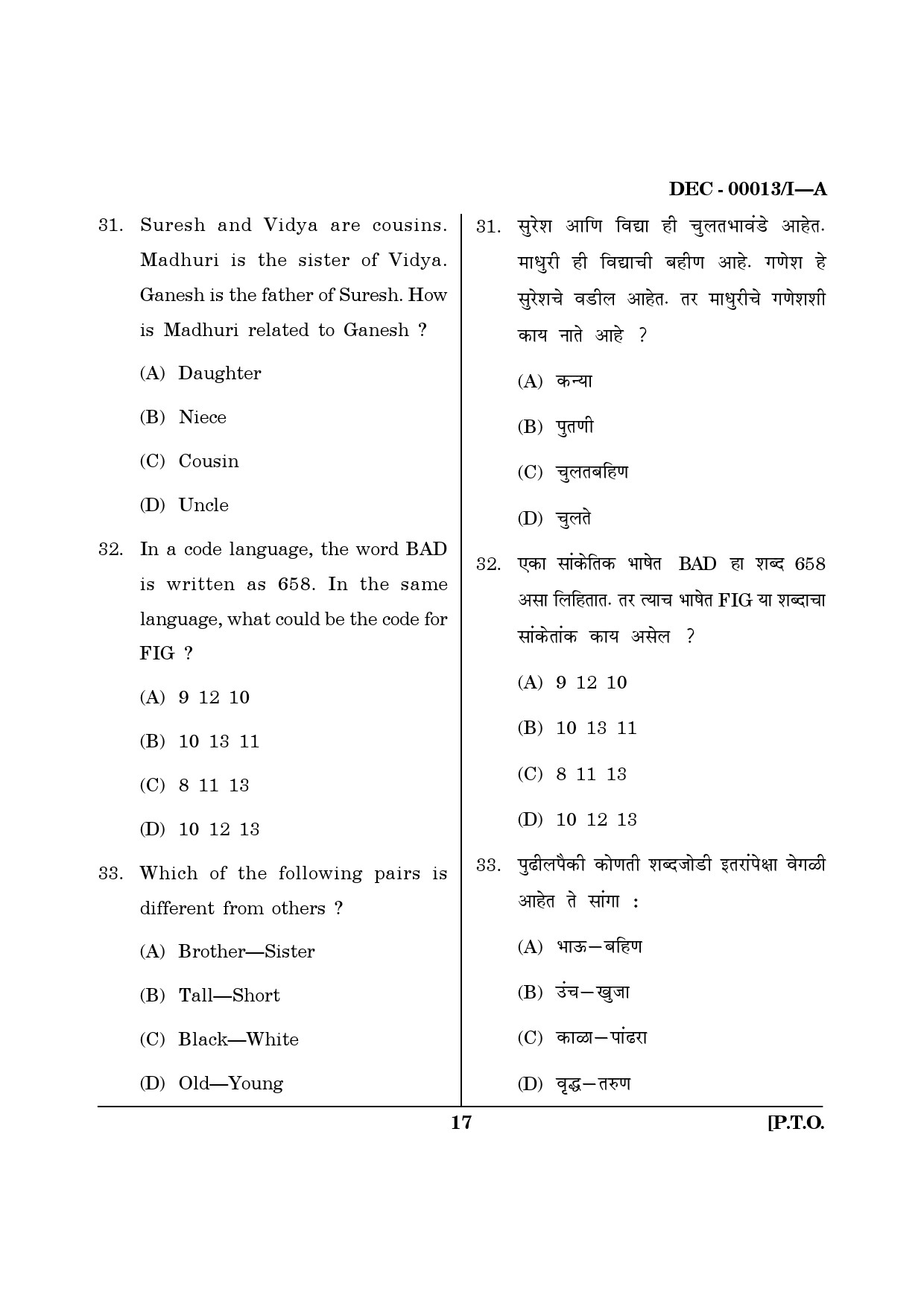 Maharashtra SET Paper I Questions December 2013 16