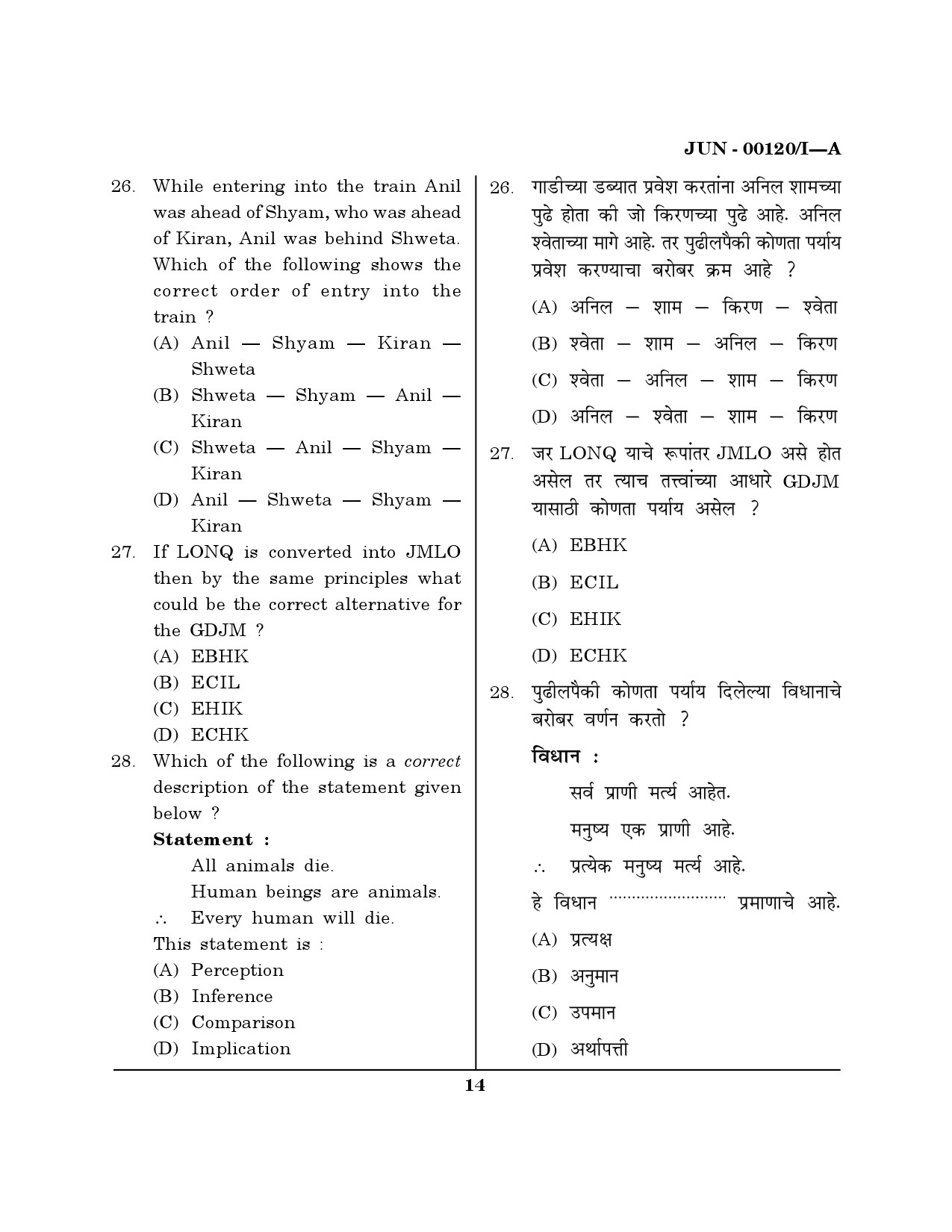 Maharashtra SET Question Paper I June 2020 13