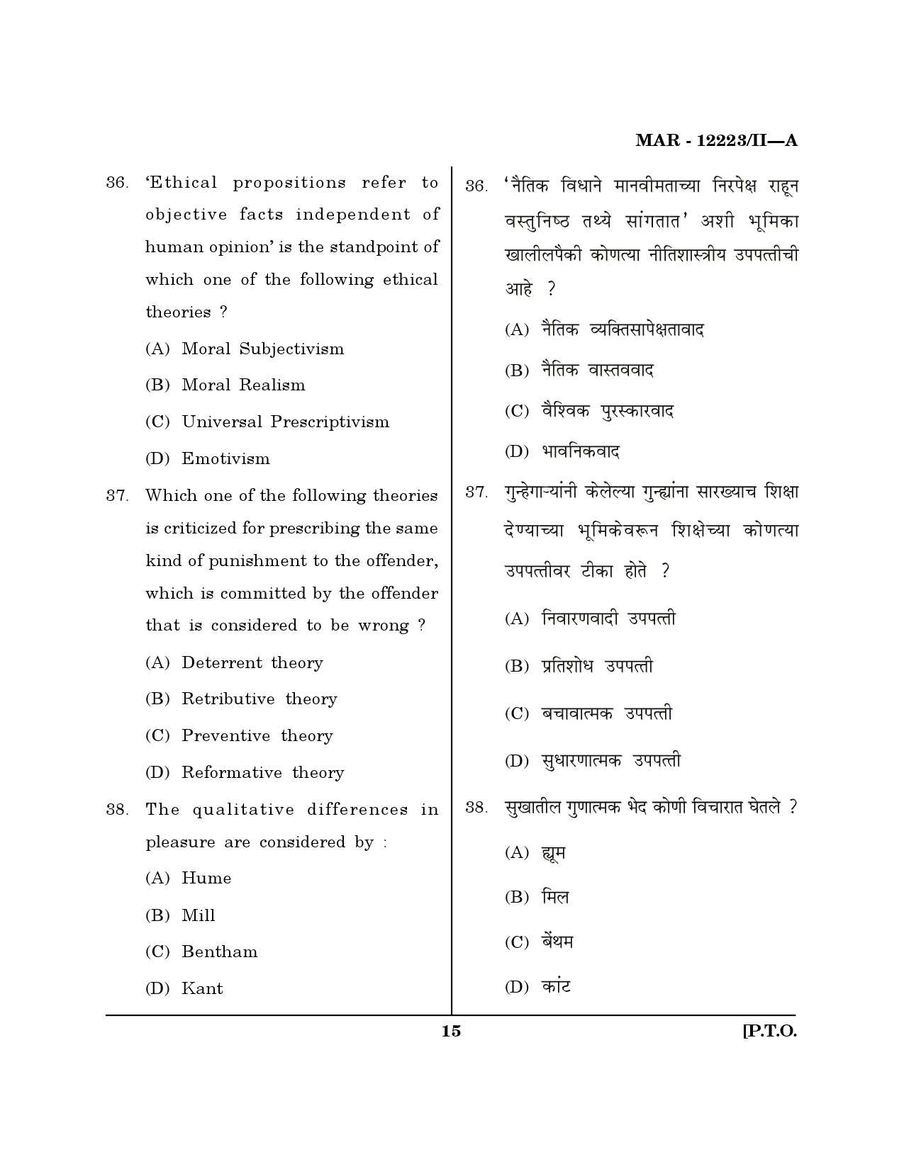 MH SET Philosophy Question Paper II March 2023 14