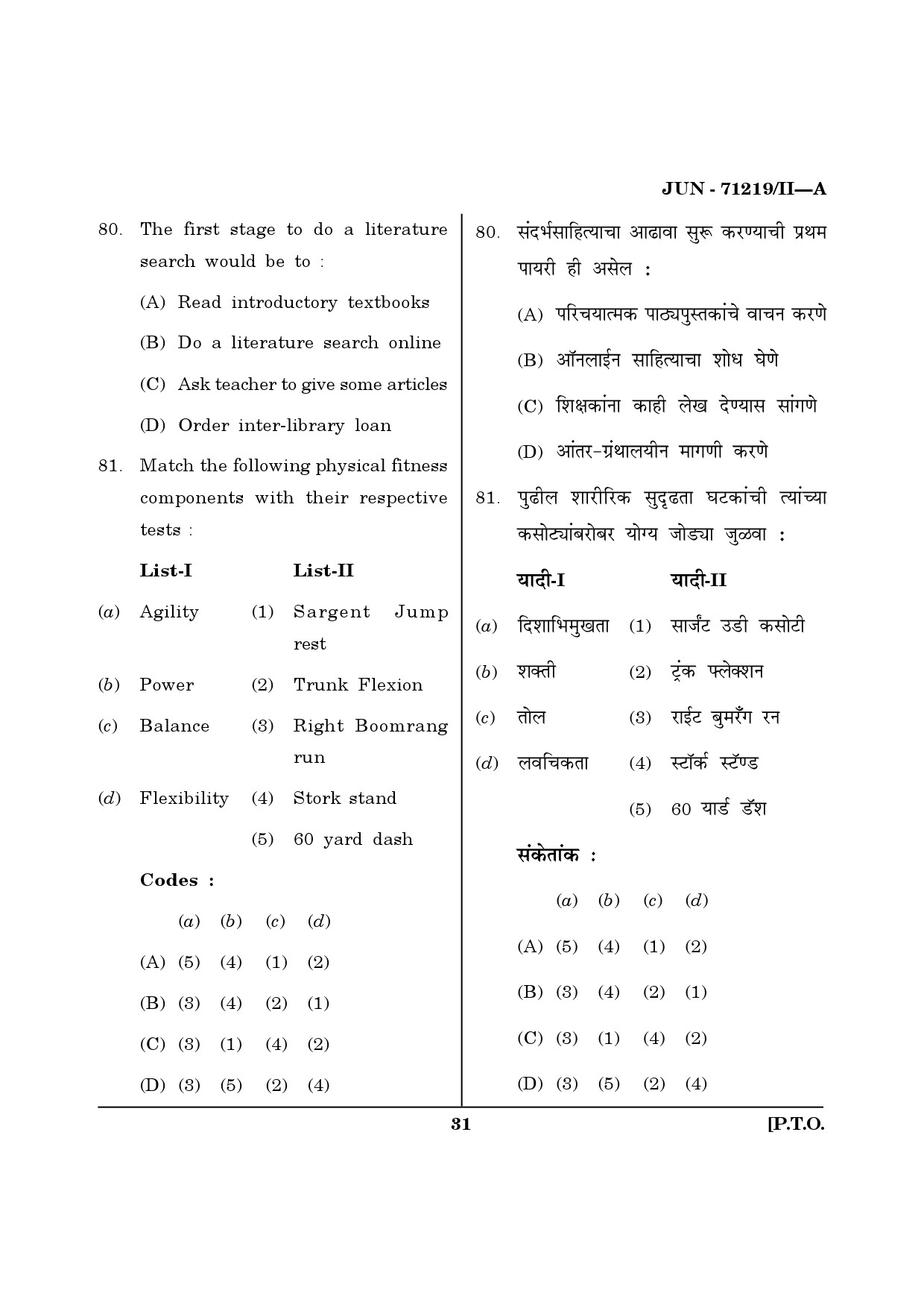 Maharashtra SET Physical Education Question Paper II June 2019 30