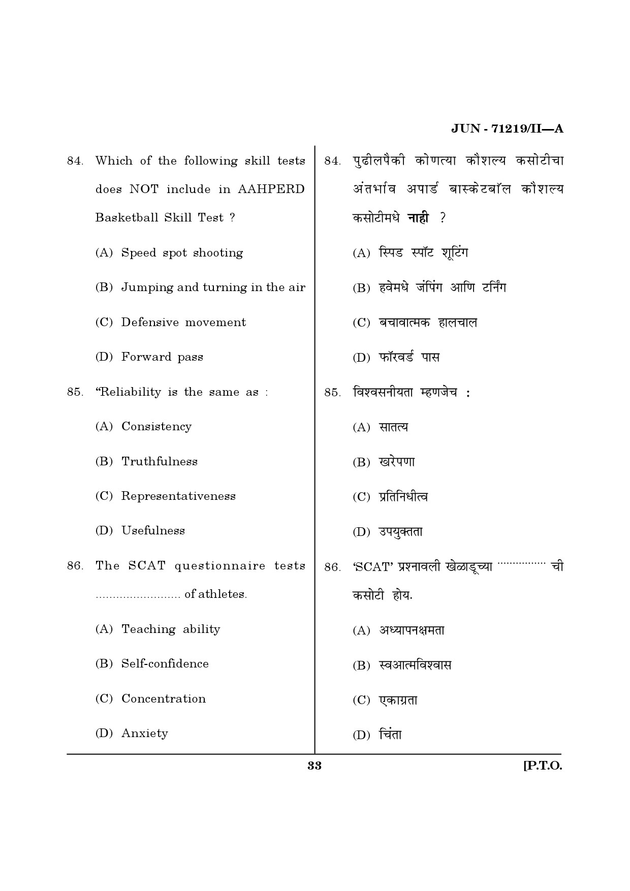 Maharashtra SET Physical Education Question Paper II June 2019 32