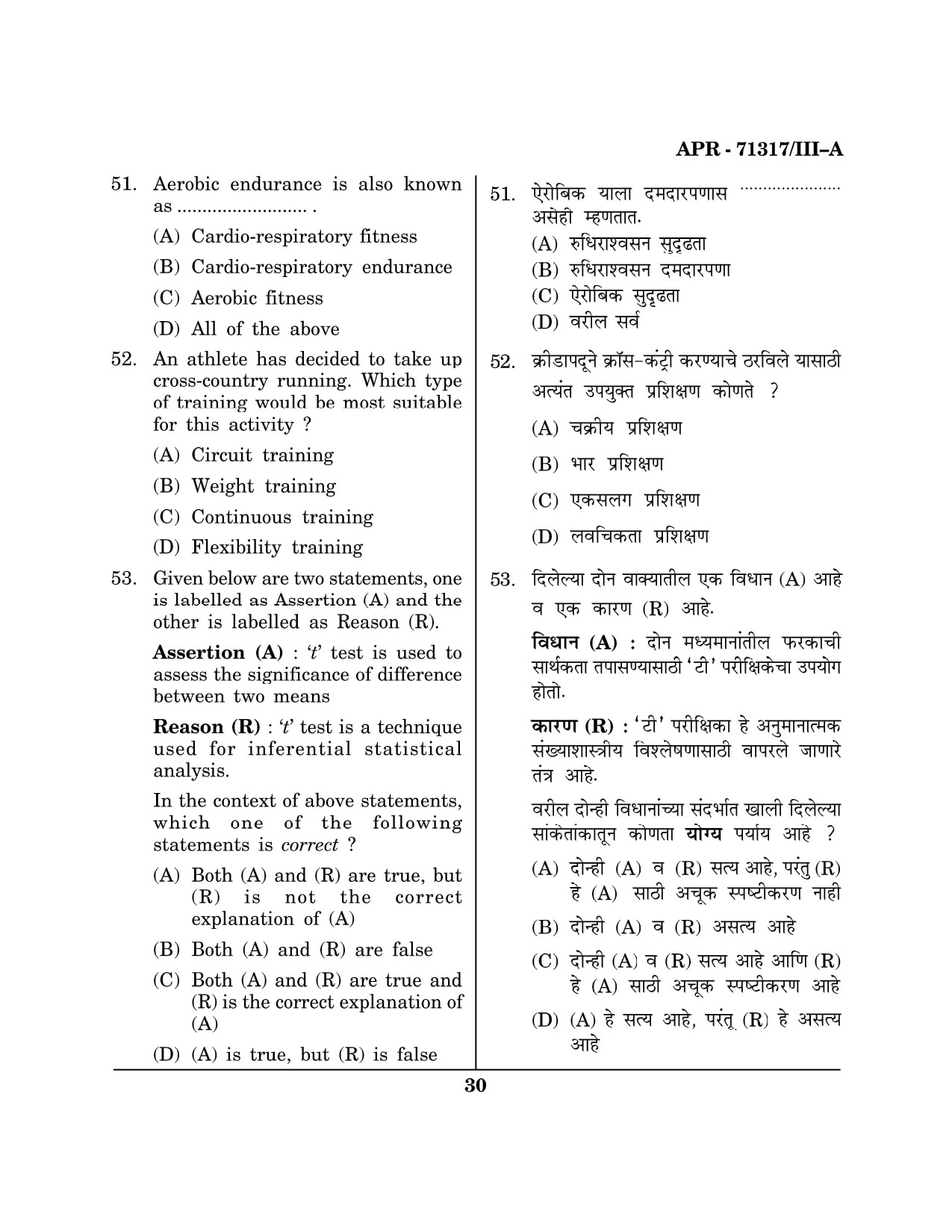Maharashtra SET Physical Education Question Paper III April 2017 29