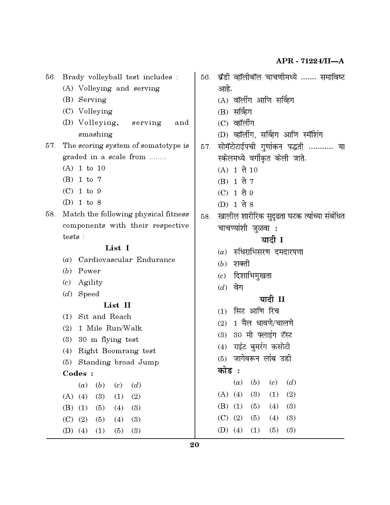 MH SET Physical Education Question Paper II April 2024 19