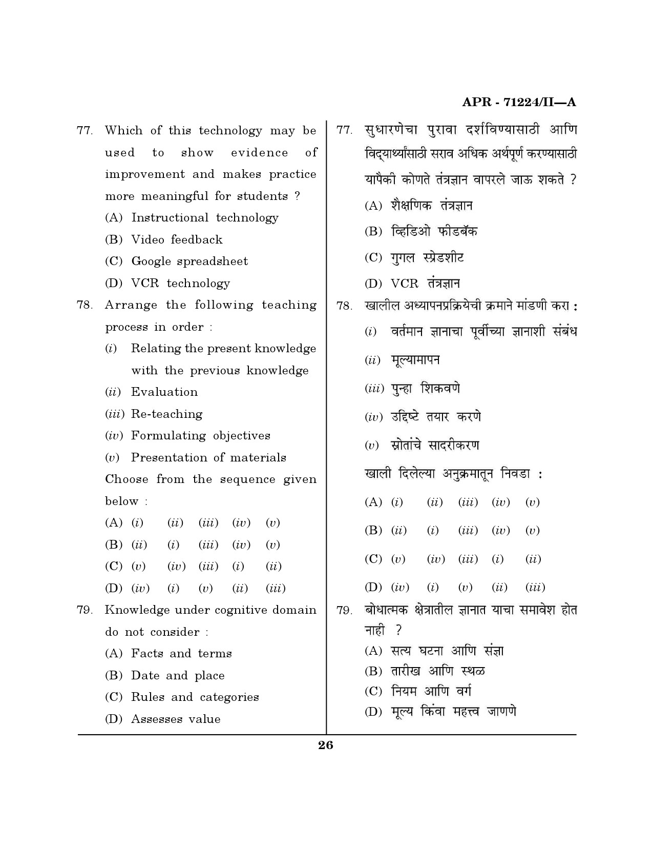 MH SET Physical Education Question Paper II April 2024 25