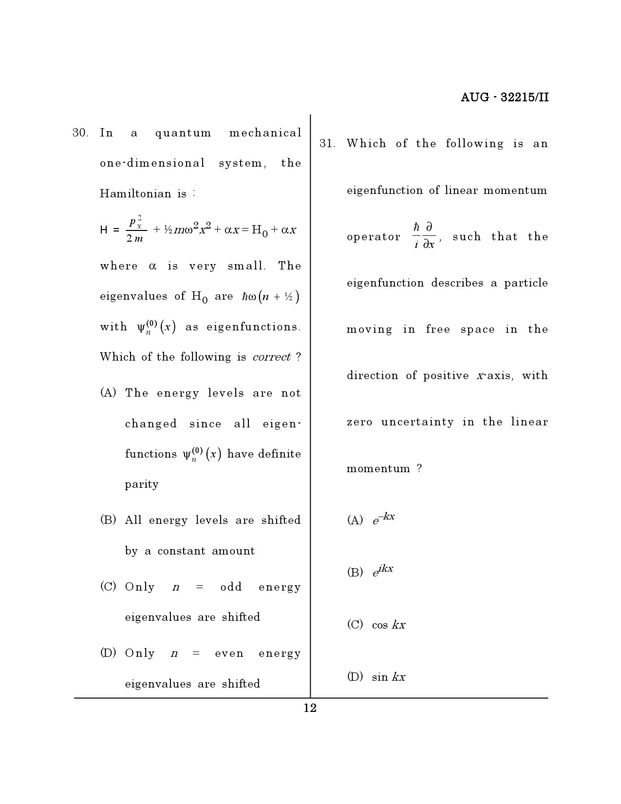 Maharashtra SET Physical Science Question Paper II August 2015 11