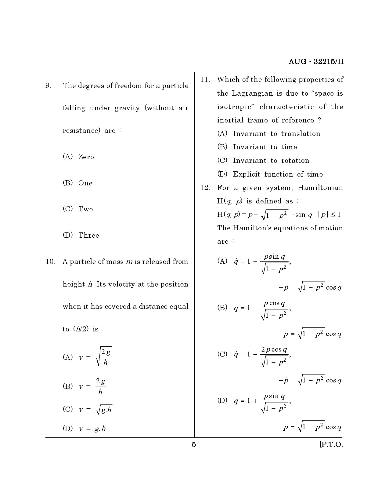 Maharashtra SET Physical Science Question Paper II August 2015 4